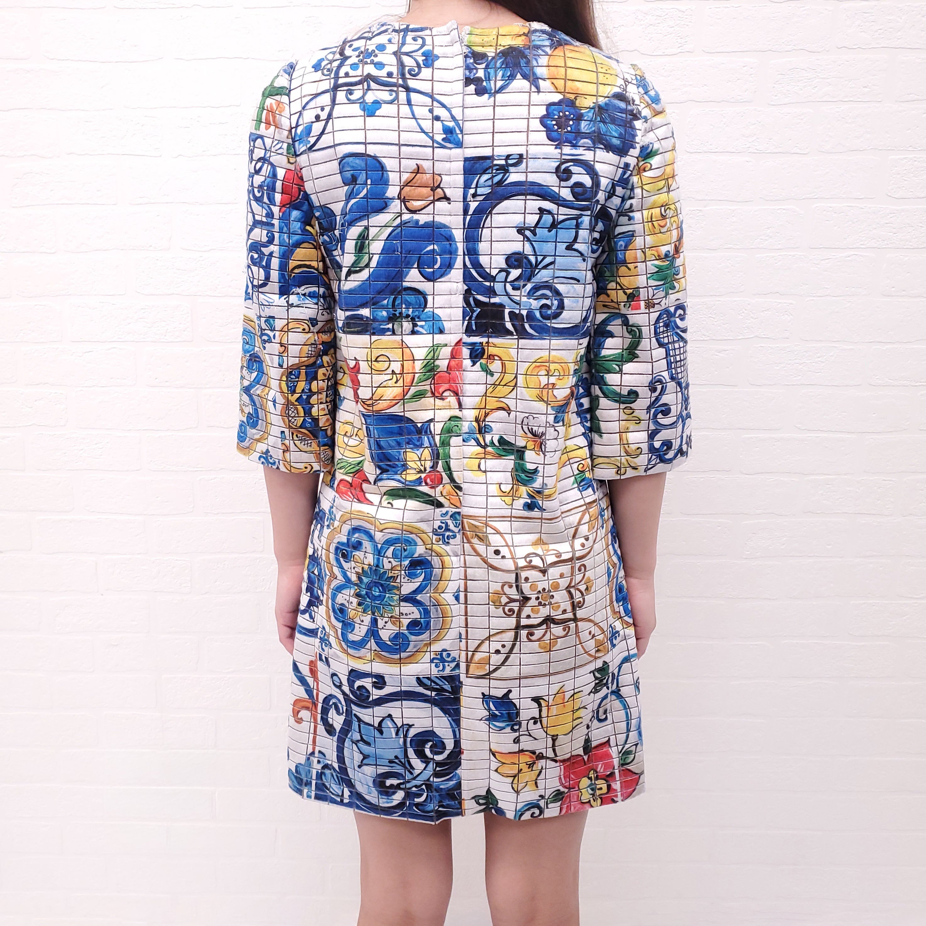 DOLCE & GABBANA LEMON MAJOLICA PRINT DRESS - SIZE 38