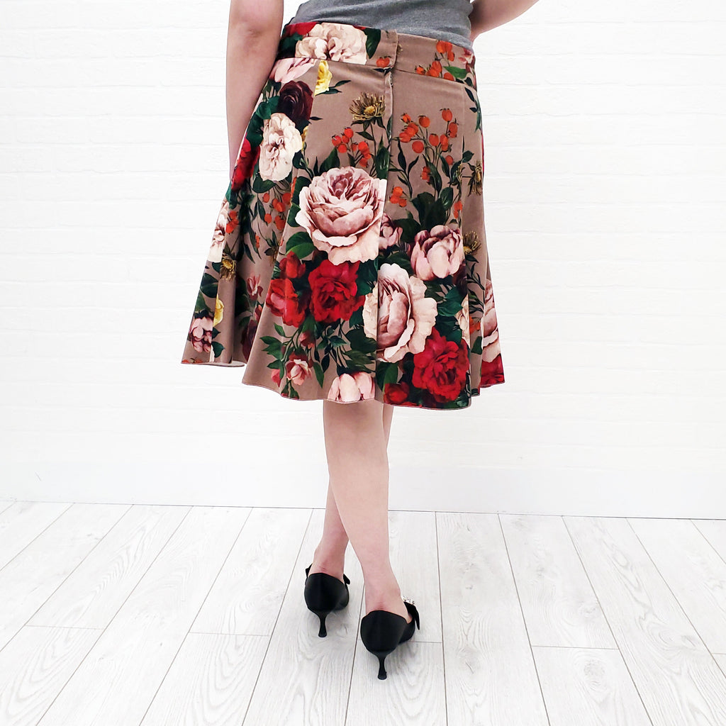 DOLCE & GABBANA PINK FLORAL VELVET SKIRT - SIZE 44