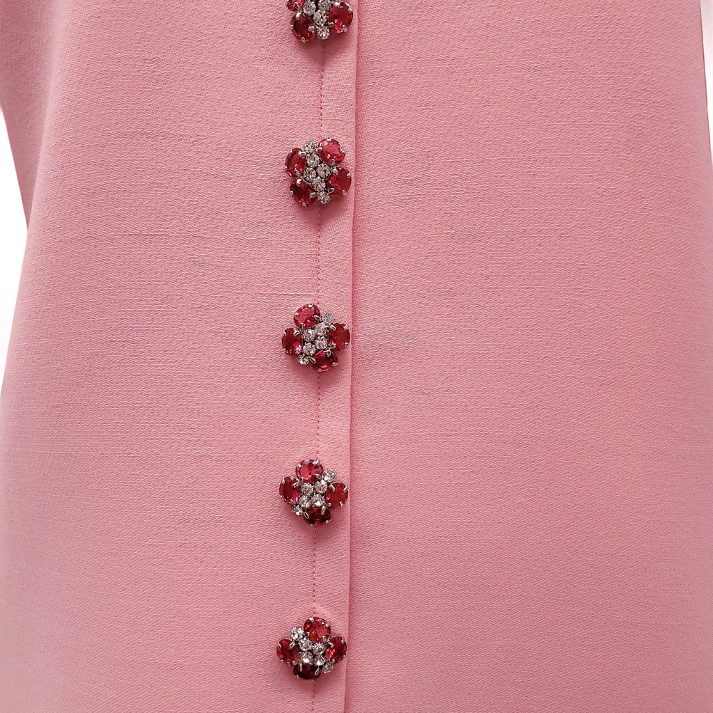 DOLCE & GABBANA PINK ROSE FLORAL CRYSTAL DRESS - SIZE 46