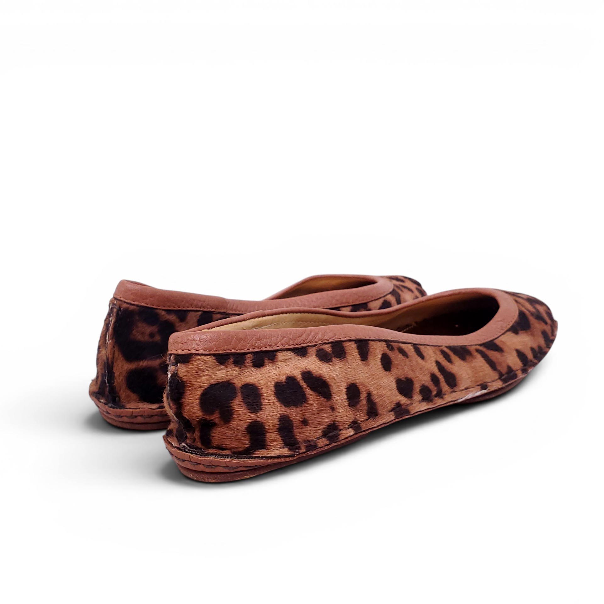 DOLCE & GABBANA PONYHAIR LEOPARD FLATS - SIZE 40