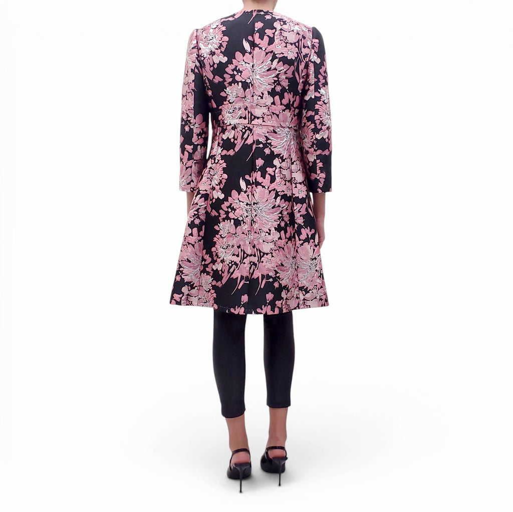 DOLCE & GABBANA ROSE JACQUARD COAT WITH FLORAL BUTTONS - SIZE 42