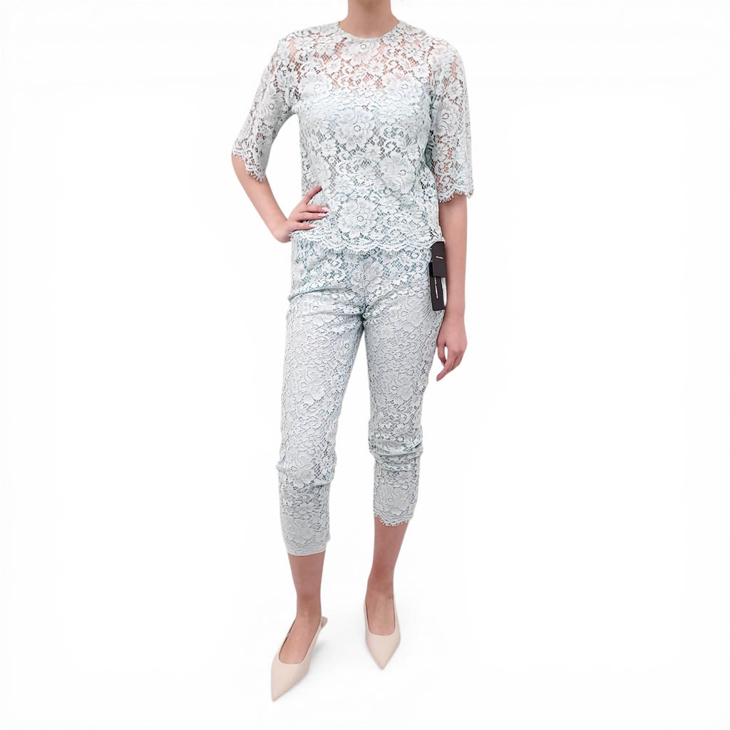 DOLCE & GABBANA SEAFOAM GREEN 2-PIECE SET - TOP SIZE 36; PANTS SIZE 38