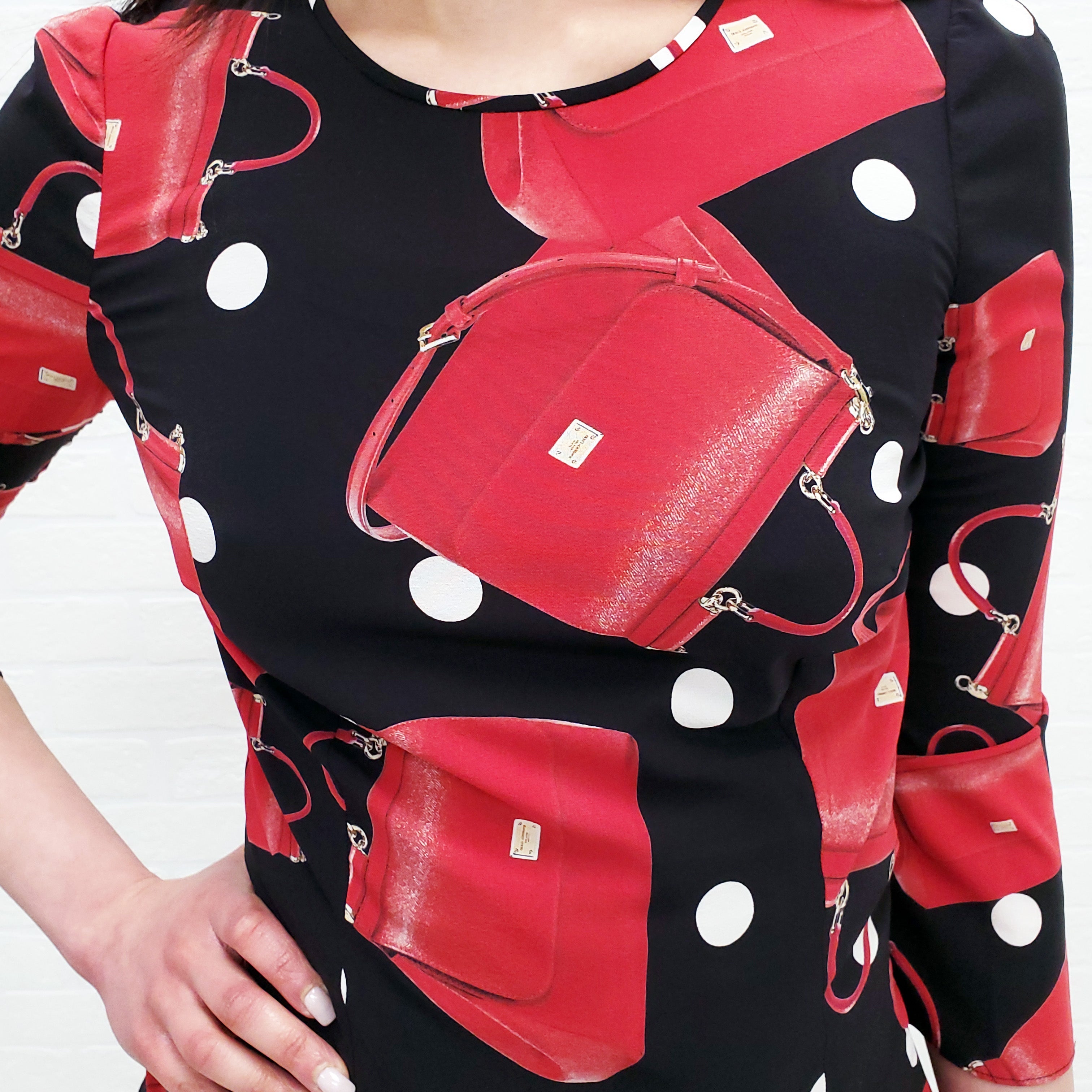 DOLCE & GABBANA SILK SICILY BAG PRINT BLOUSE - SIZE 38