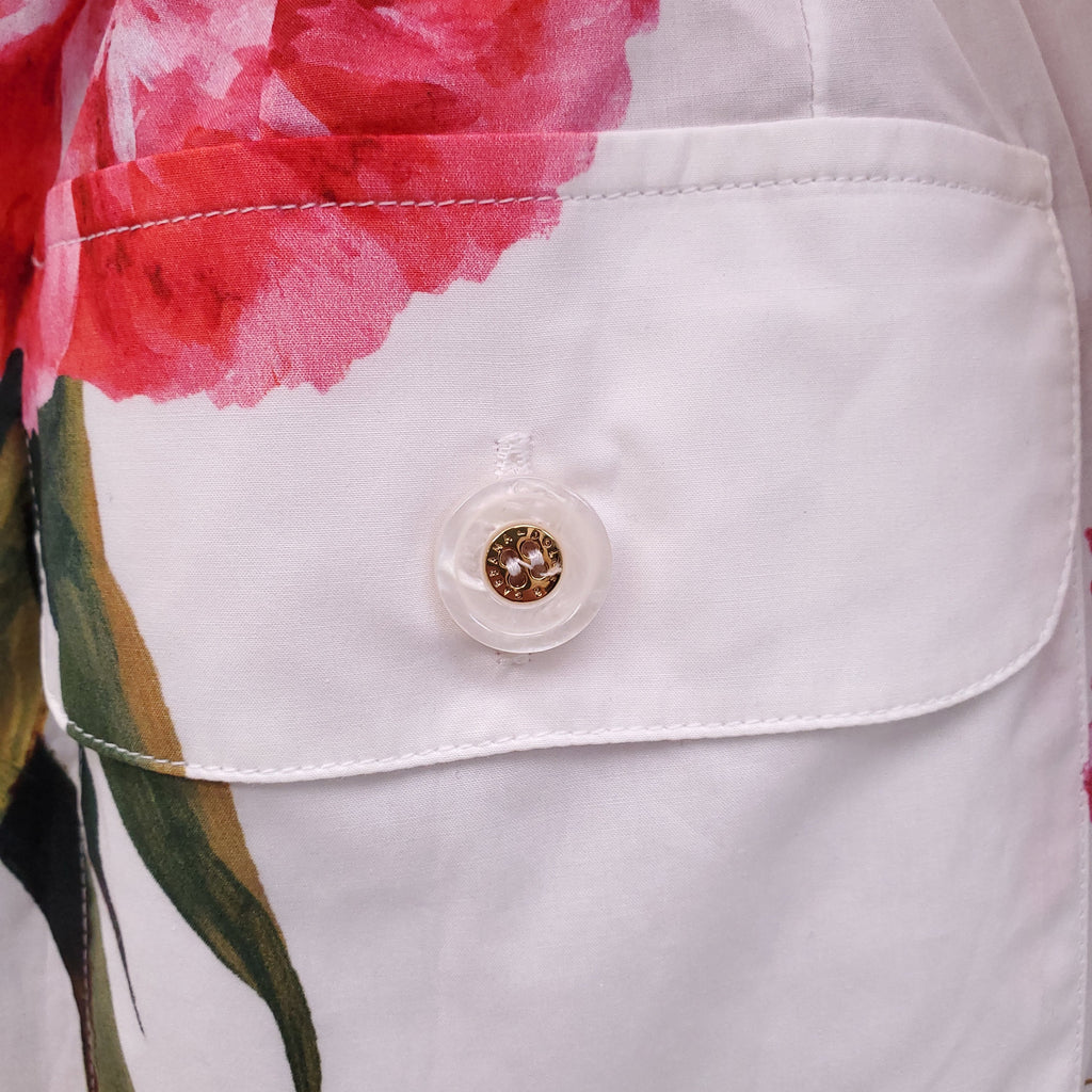 DOLCE & GABBANA WHITE FLORAL COTTON ROMPER - SIZE 40