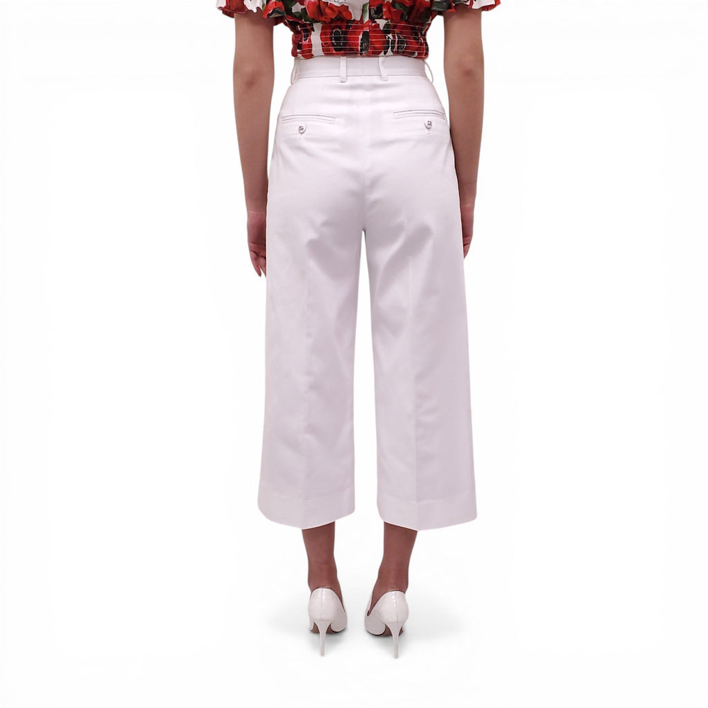 DOLCE & GABBANA WHITE TROUSERS WITH DG LOGO BUTTONS - SIZE 38