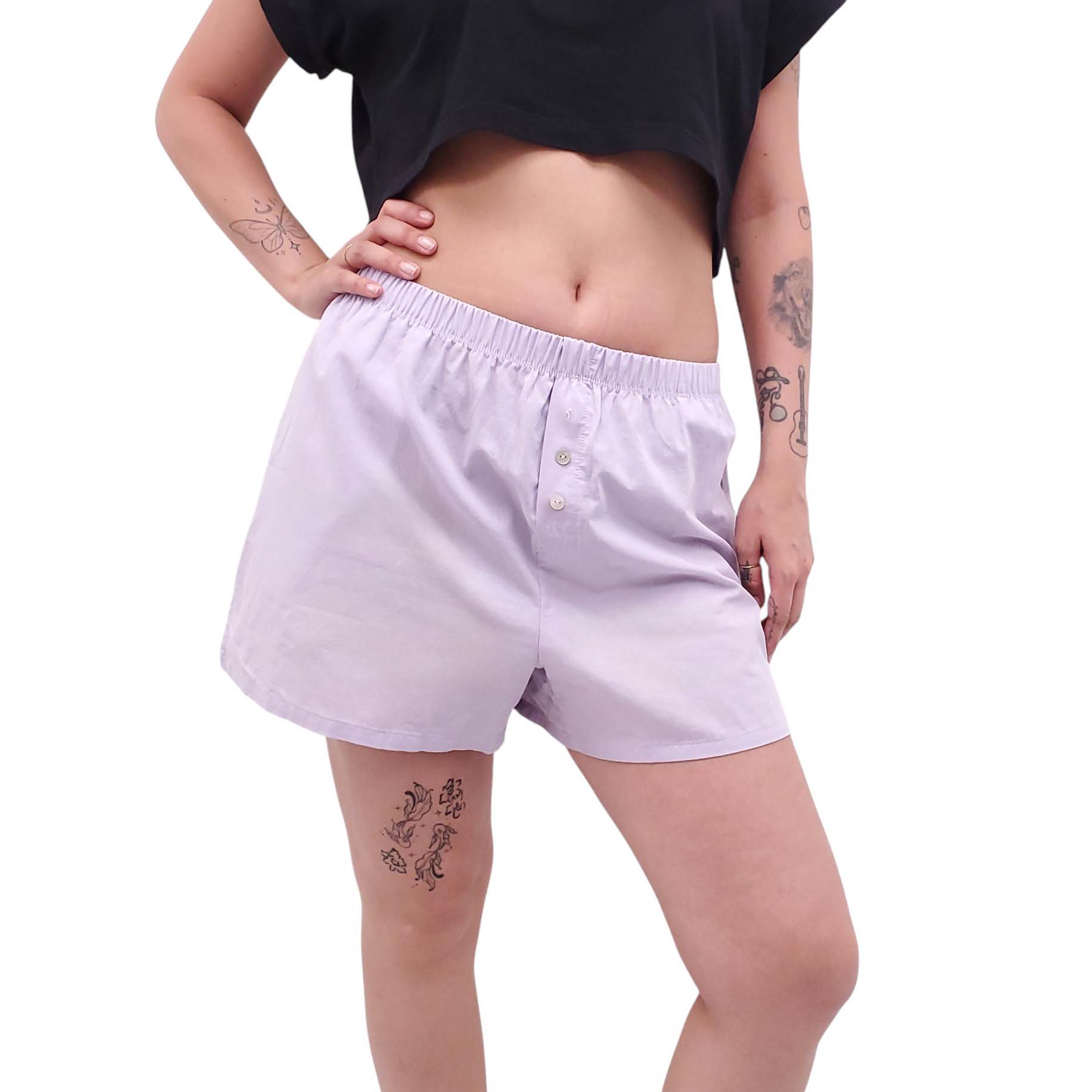 DONNI PURPLE COTTON BOXER SHORTS - SIZE L