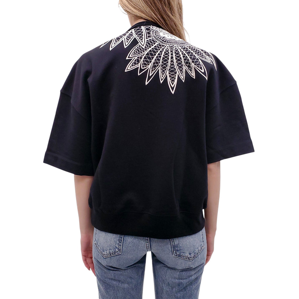 DRIES VAN NOTEN BLACK AND WHITE HELOOVI SHORT SLEEVE SWEATSHIRT - SIZE S