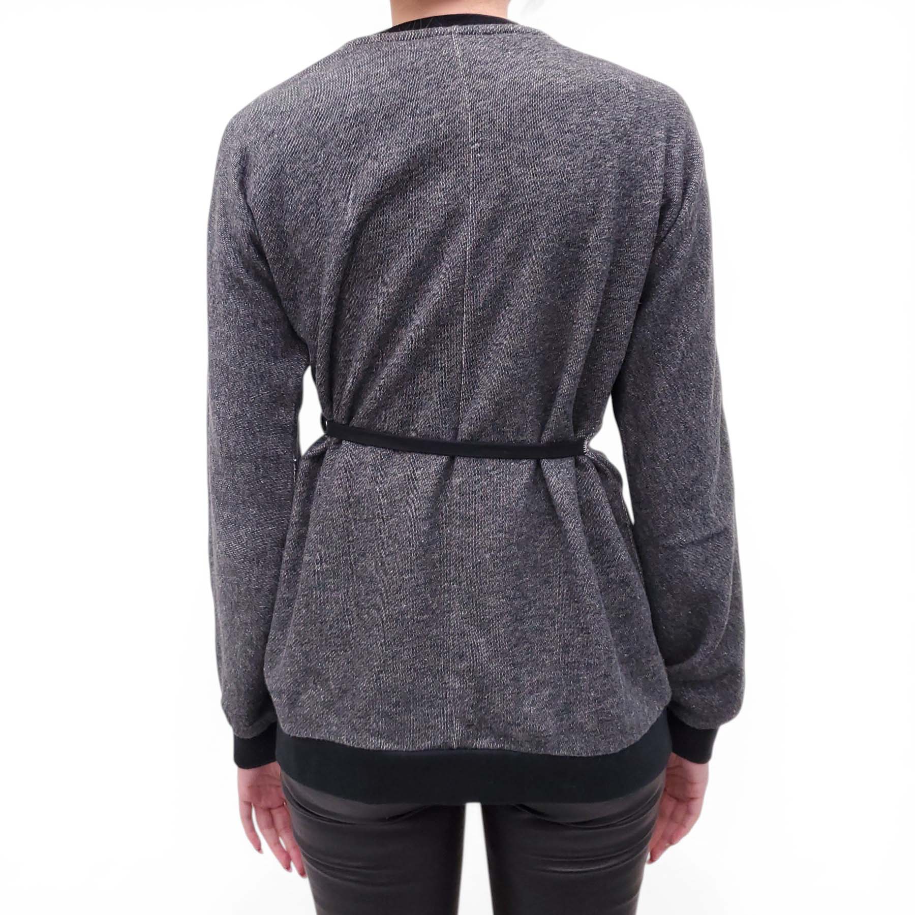 DRIES VAN NOTEN HEATHER GREY SWEATSHIRT WITH BELT - SIZE M