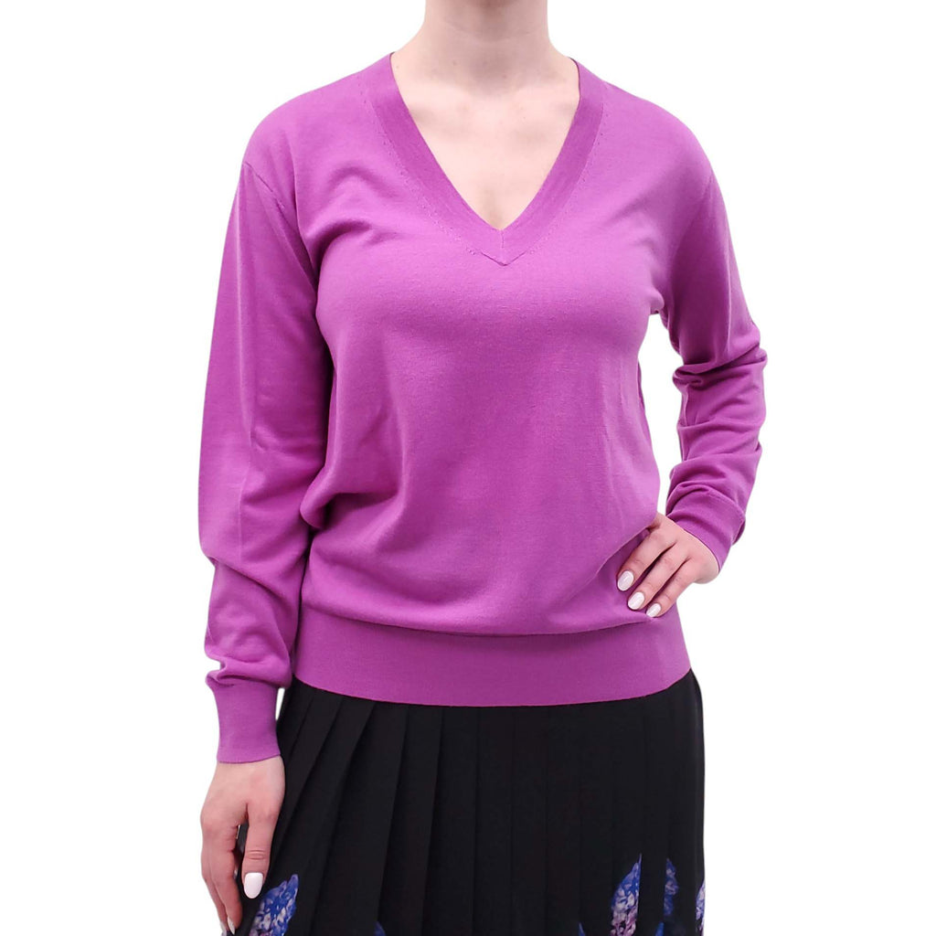 DRIES VAN NOTEN PURPLE MERINO WOOL SWEATER - SIZE XS