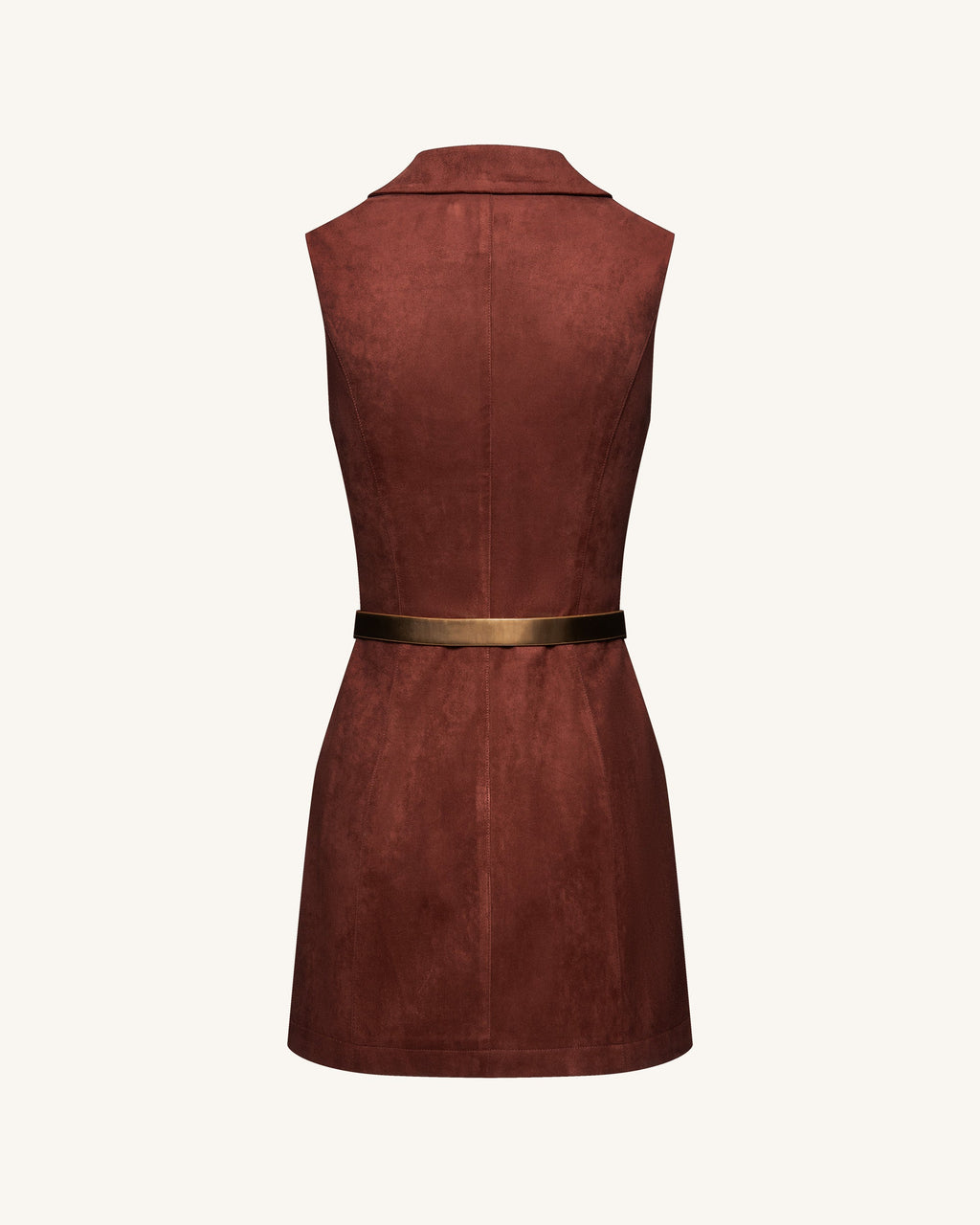 Ariana Sleeveless Suedes Mini Dress - Burgundy