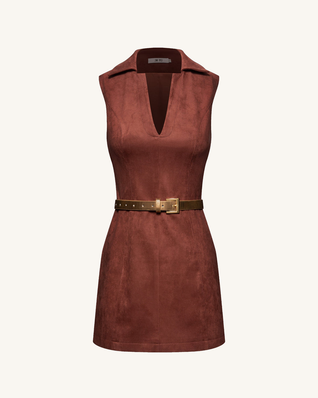 Ariana Sleeveless Suedes Mini Dress - Burgundy