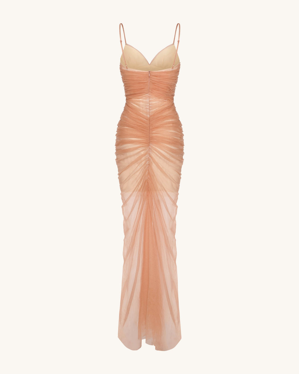 Piper Draped Mesh Evening Gown - Cinnamon