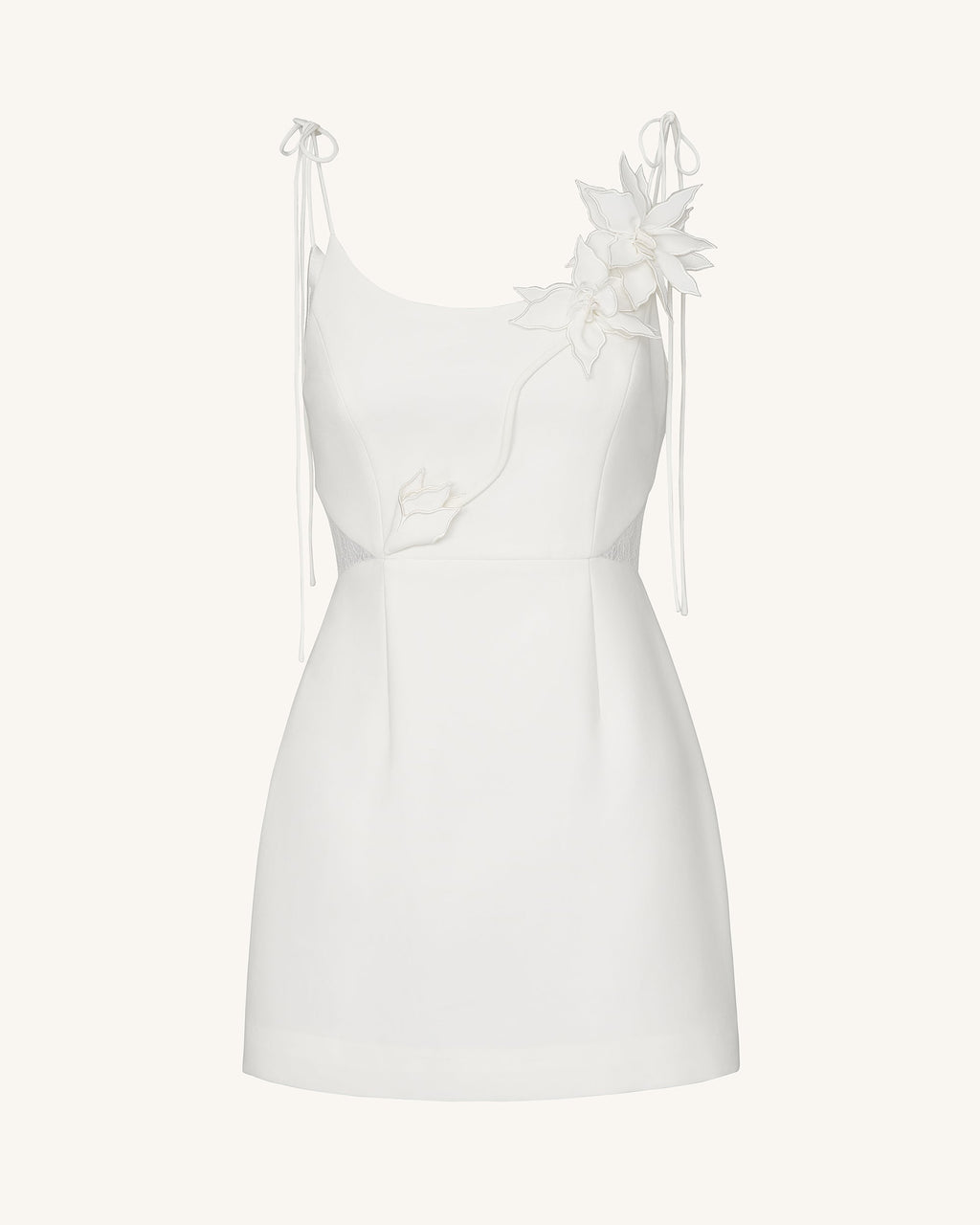 Floral Vine Tie Dress - White