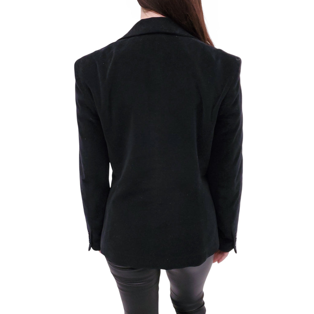 D&G DOLCE & GABBANA BLACK VELVET BLAZER WITH FLORAL LINING - SIZE 44