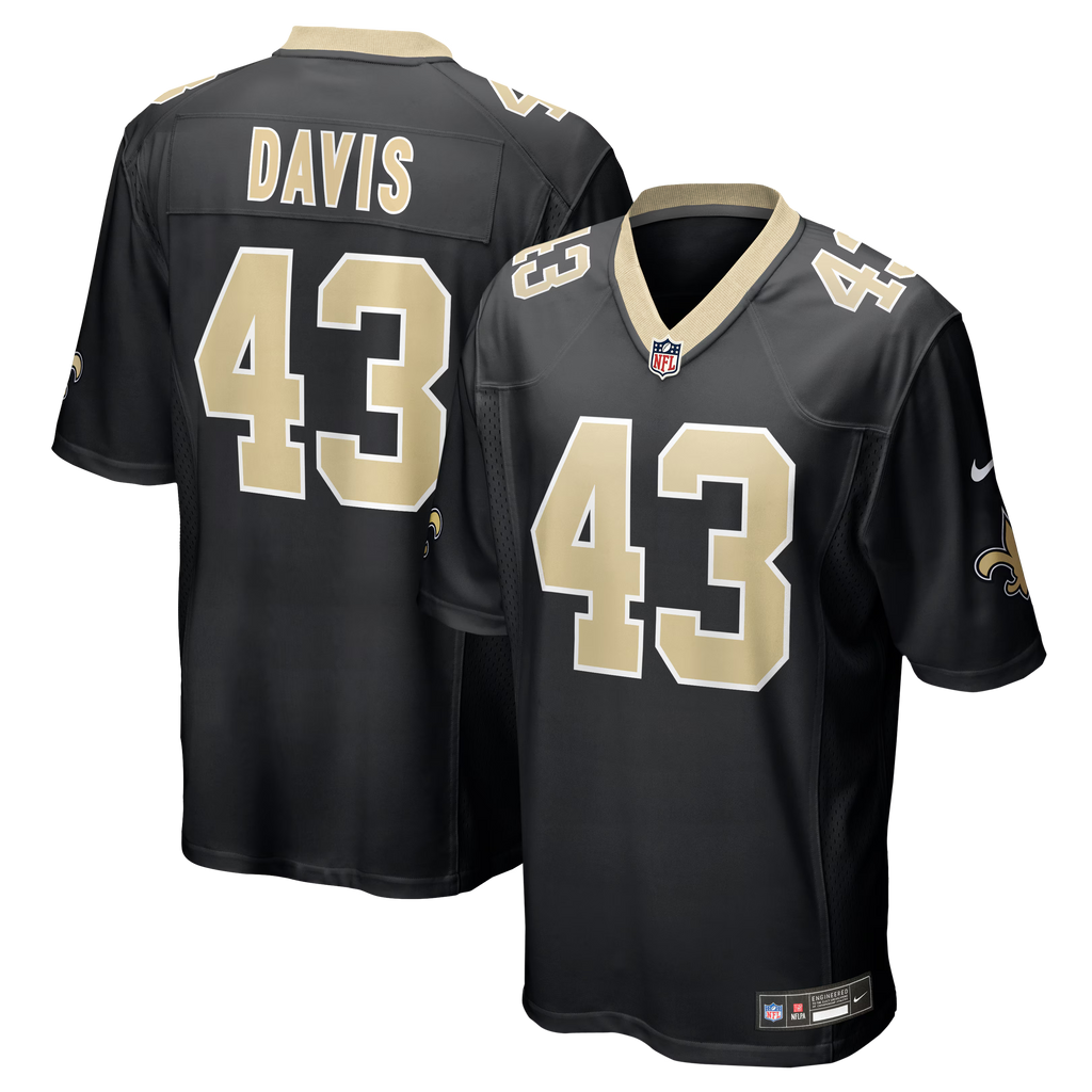 New Orleans Saints Michael Davis Black Team Game Jersey