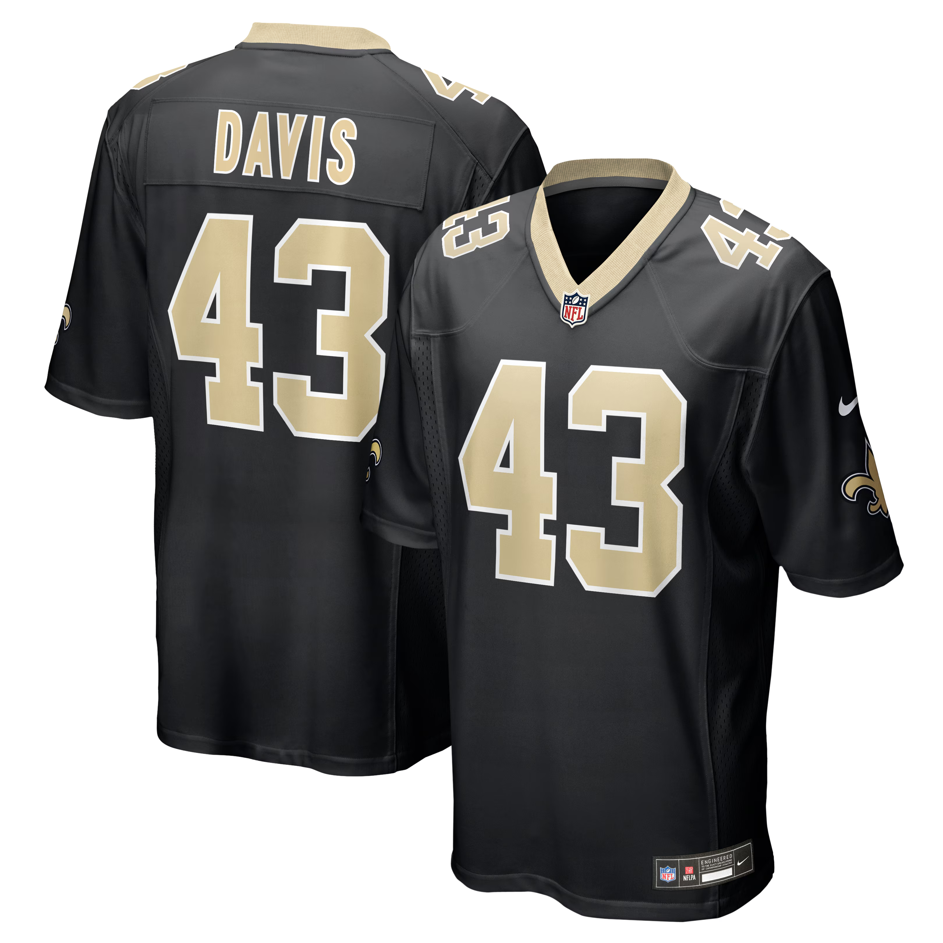 New Orleans Saints Michael Davis Black Team Game Jersey