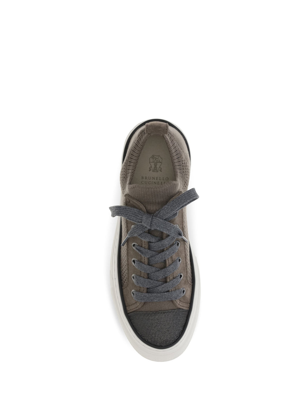 Brunello Cucinelli Women Cotton Knit And Suede Sneakers