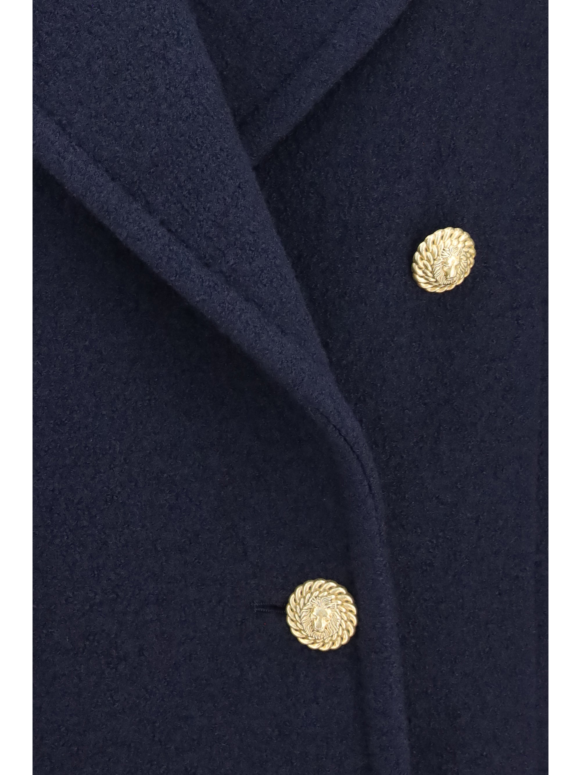 Balmain Women Double-Breasted Wool Coat With Buttons