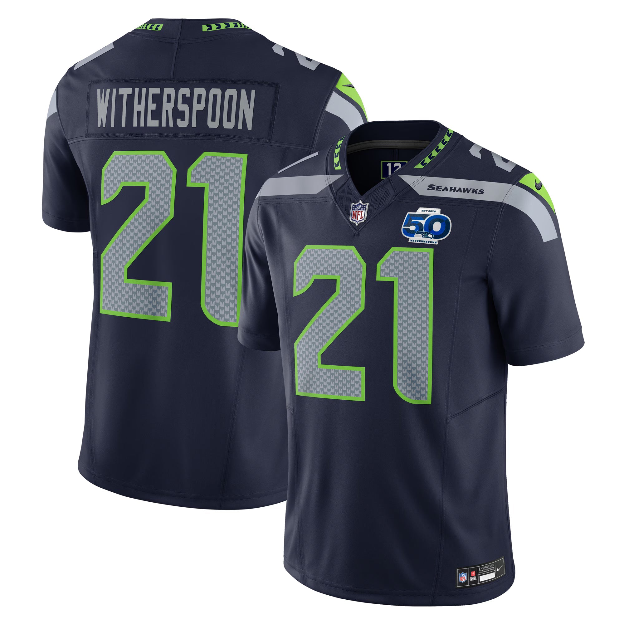 Seattle Seahawks Devon Witherspoon College Navy Team 50th Season Vapor F.U.S.E. Limited Jersey