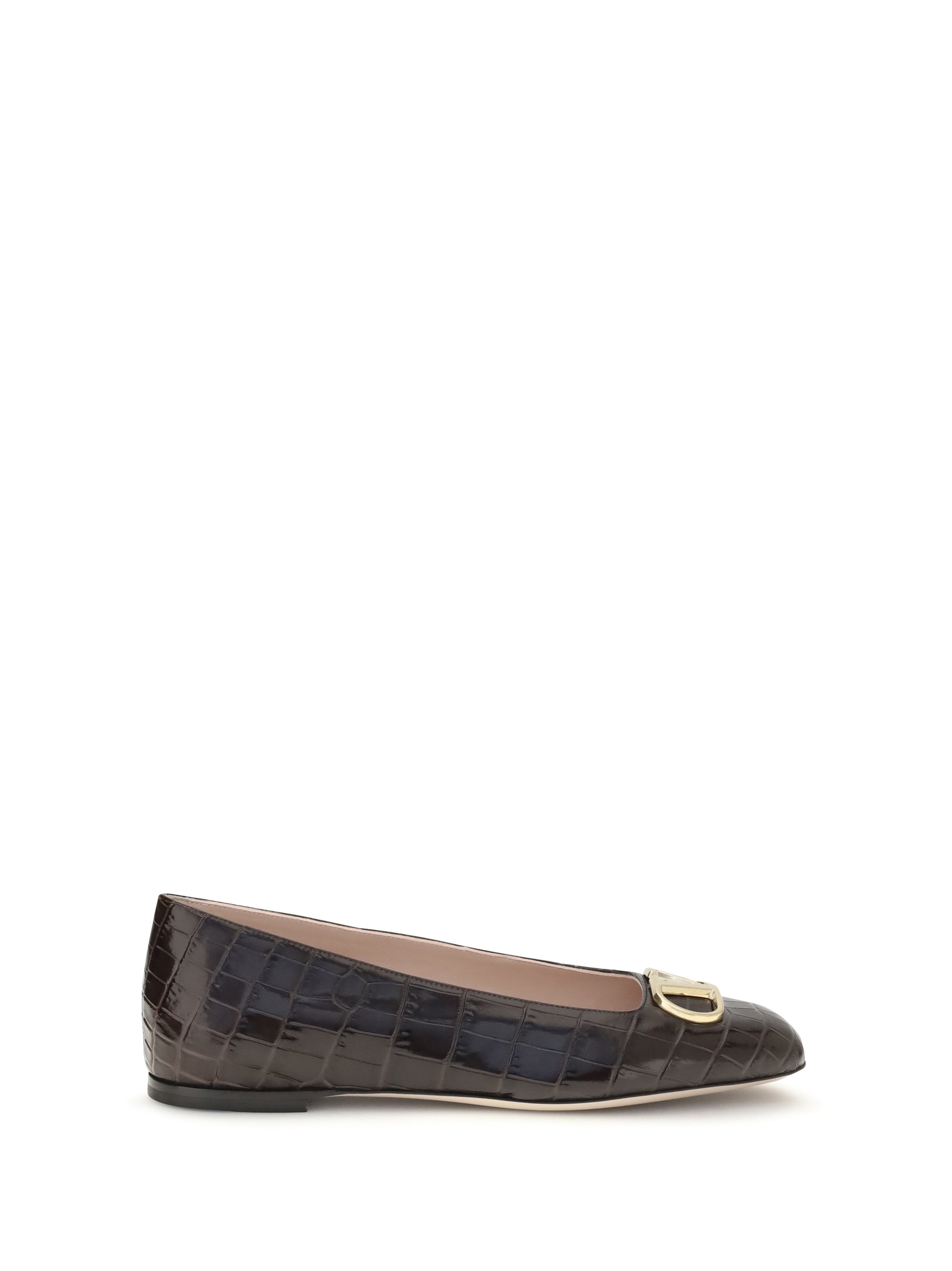 Valentino Garavani Women Vlogo Signature Croc-Effect Ballerinas