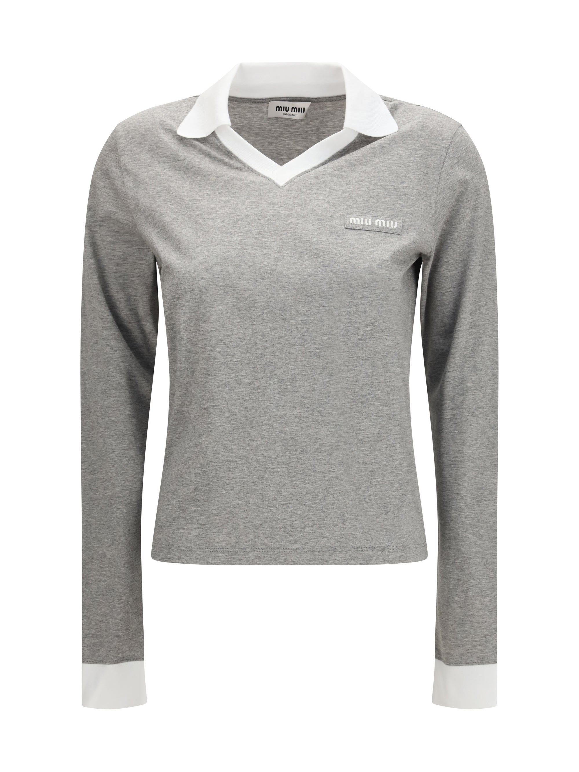 Miu Miu Women Long-Sleeved Cotton T-Shirt