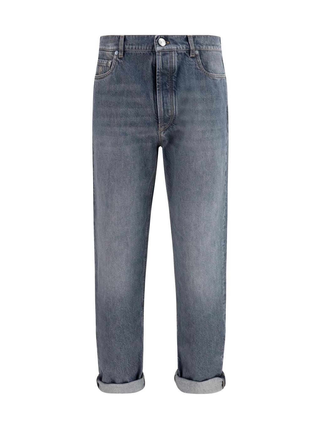 Brunello Cucinelli Men Straight-Leg Turn-Up Jeans