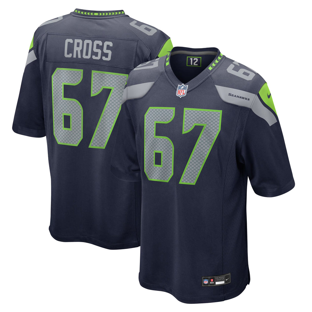 Seattle Seahawks Charles Cross College Navy Game Jersey