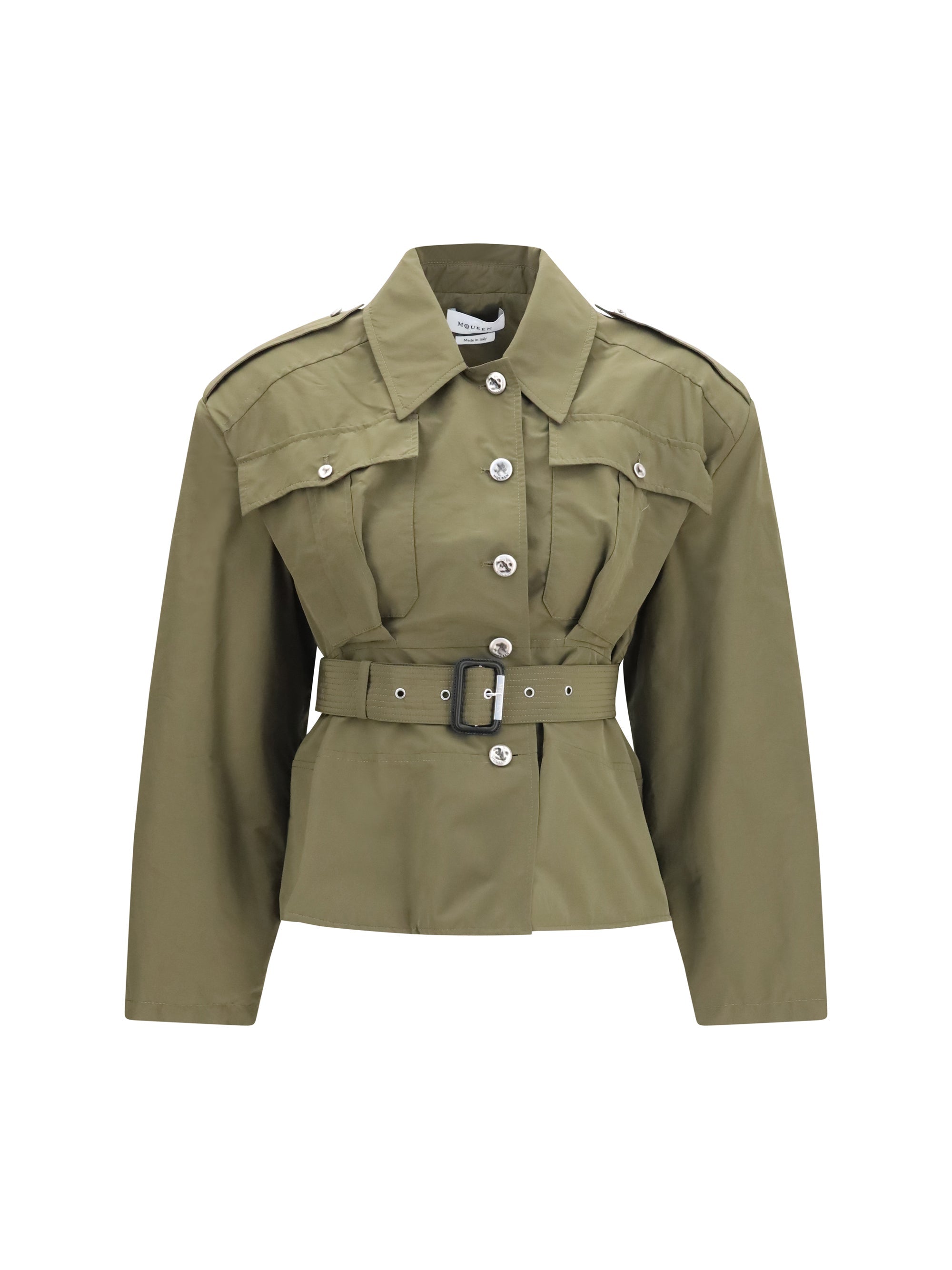 Alexander Mcqueen Women Cropped Belted High-Neck Jacket