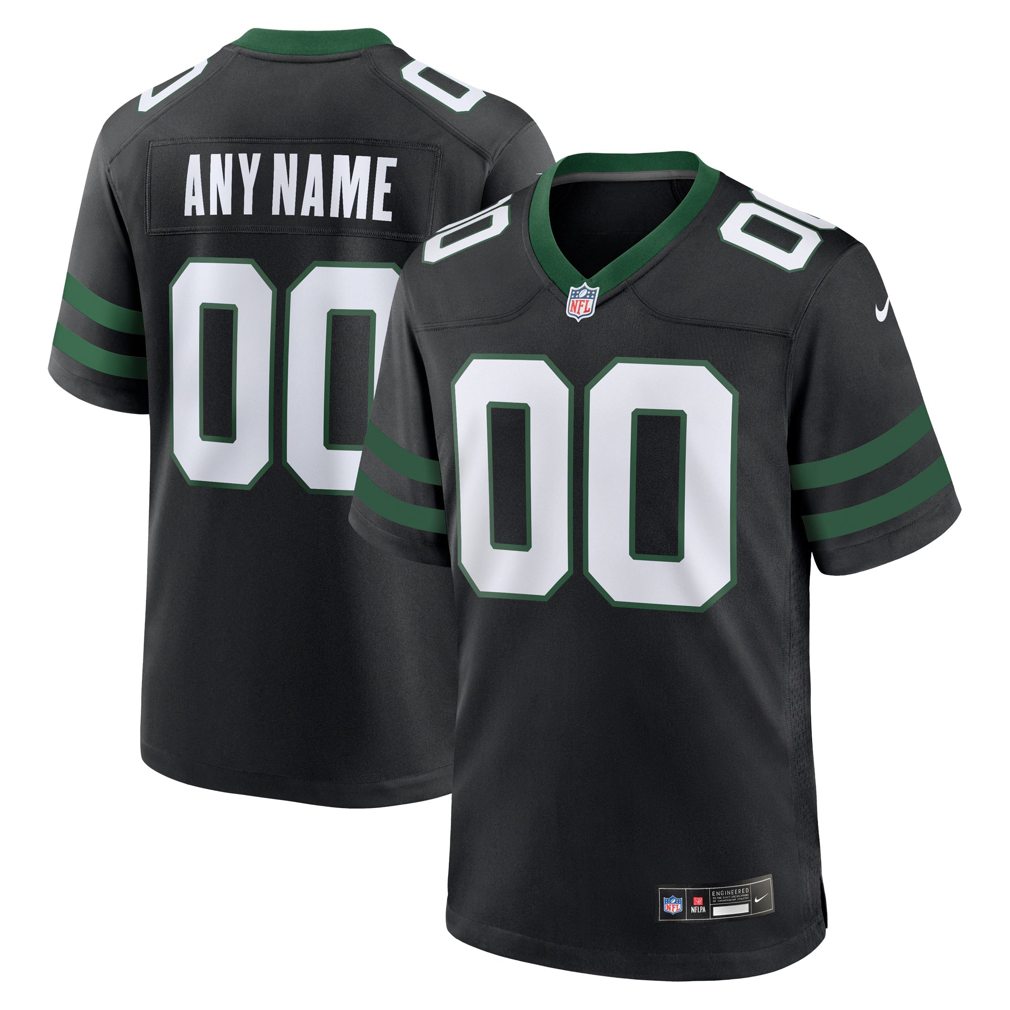 New York Jets Legacy Black Alternate Custom Game Jersey