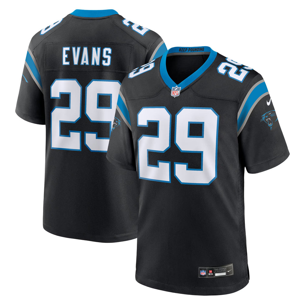 Carolina Panthers Akayleb Evans Black Team Game Jersey