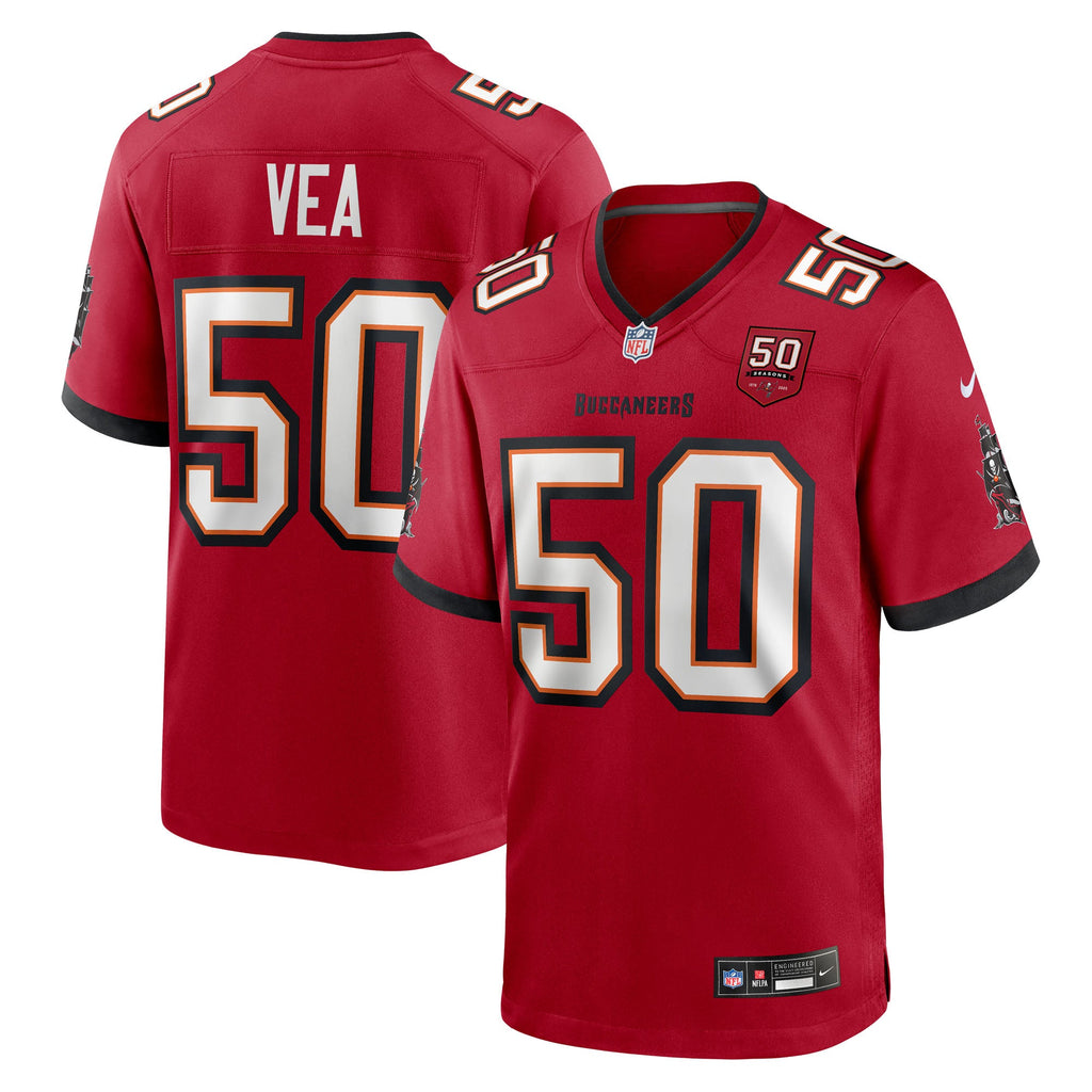 Tampa Bay Buccaneers Vita Vea Red 50th Season Team Game Jersey