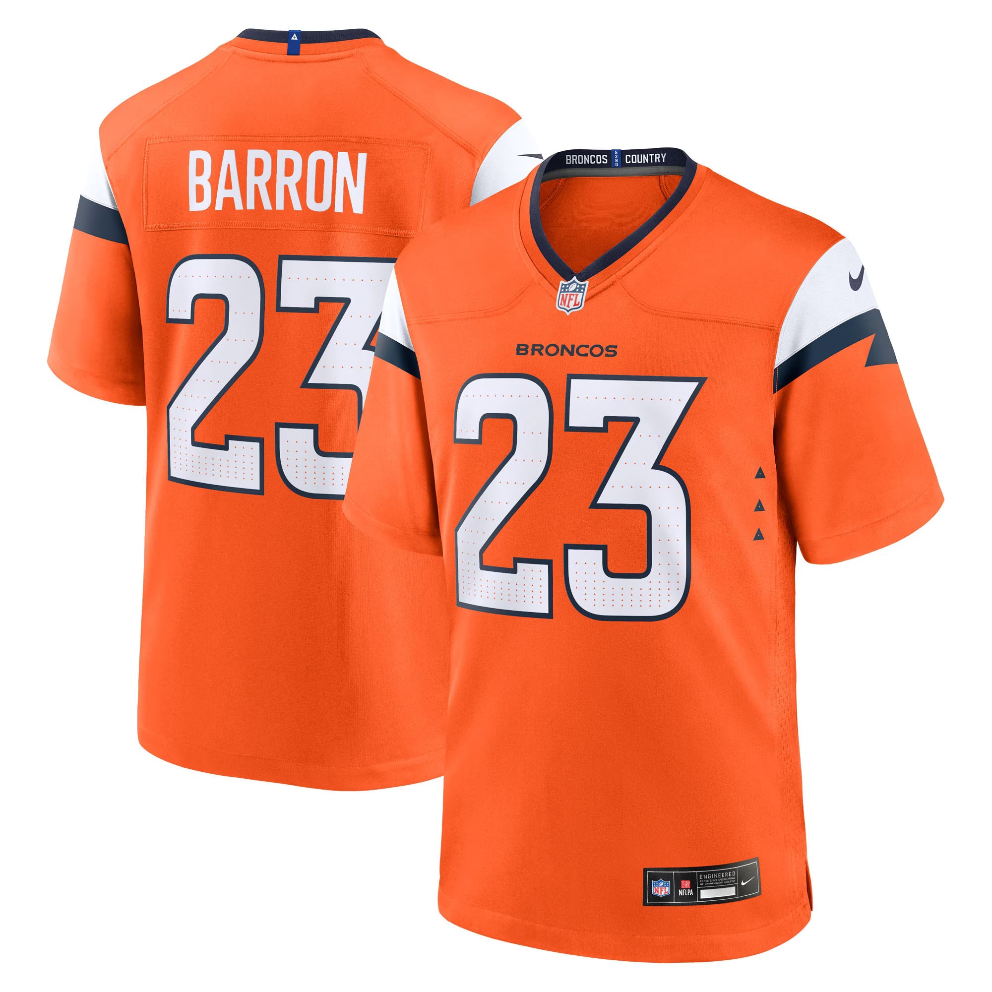 Denver Broncos Jahdae Barron Orange 2025 NFL Draft First Round Pick Game Jersey
