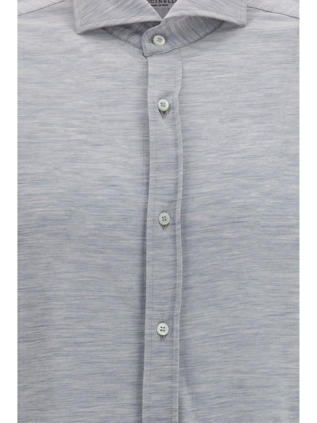 Brunello Cucinelli Men Silk And Cotton Jersey Shirt With Spread Collar
