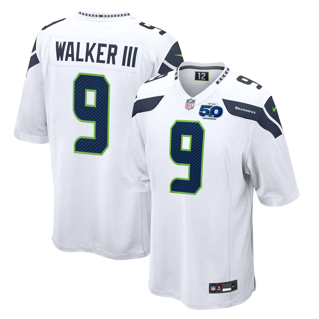 Seattle Seahawks Kenneth Walker III White 50th Season Game Jersey