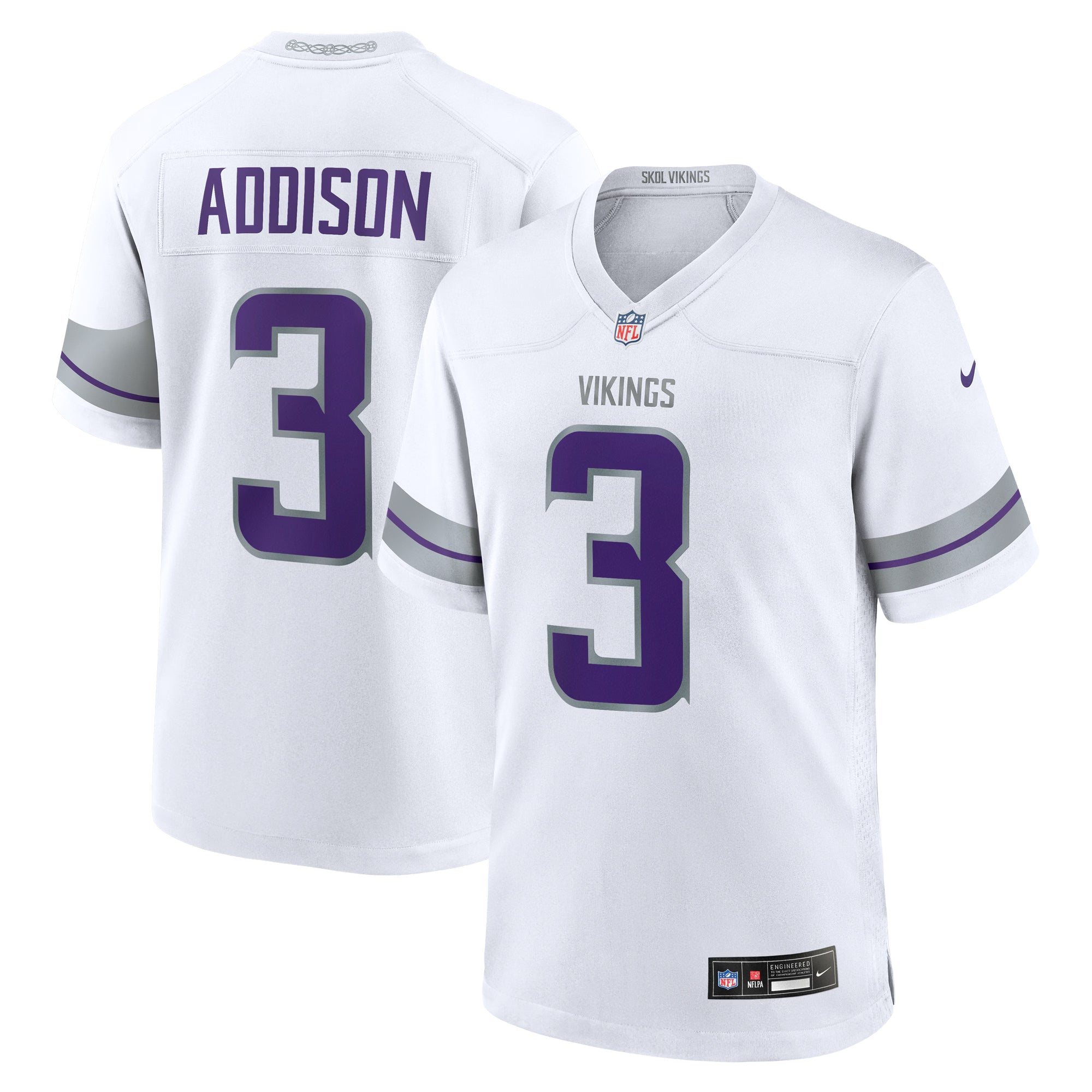 Minnesota Vikings Jordan Addison White Alternate Game Player Jersey
