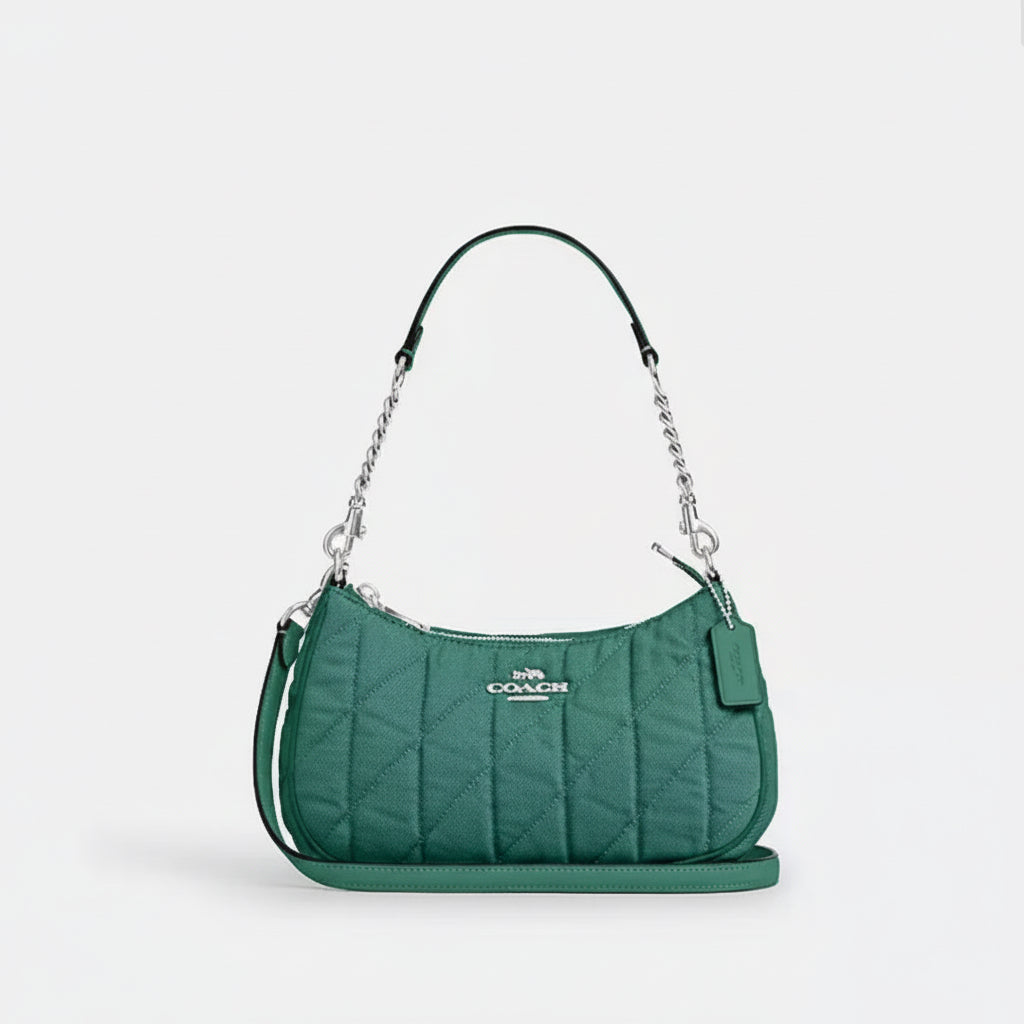 NWT Coach Teri Shoulder Bag In Silver/Green