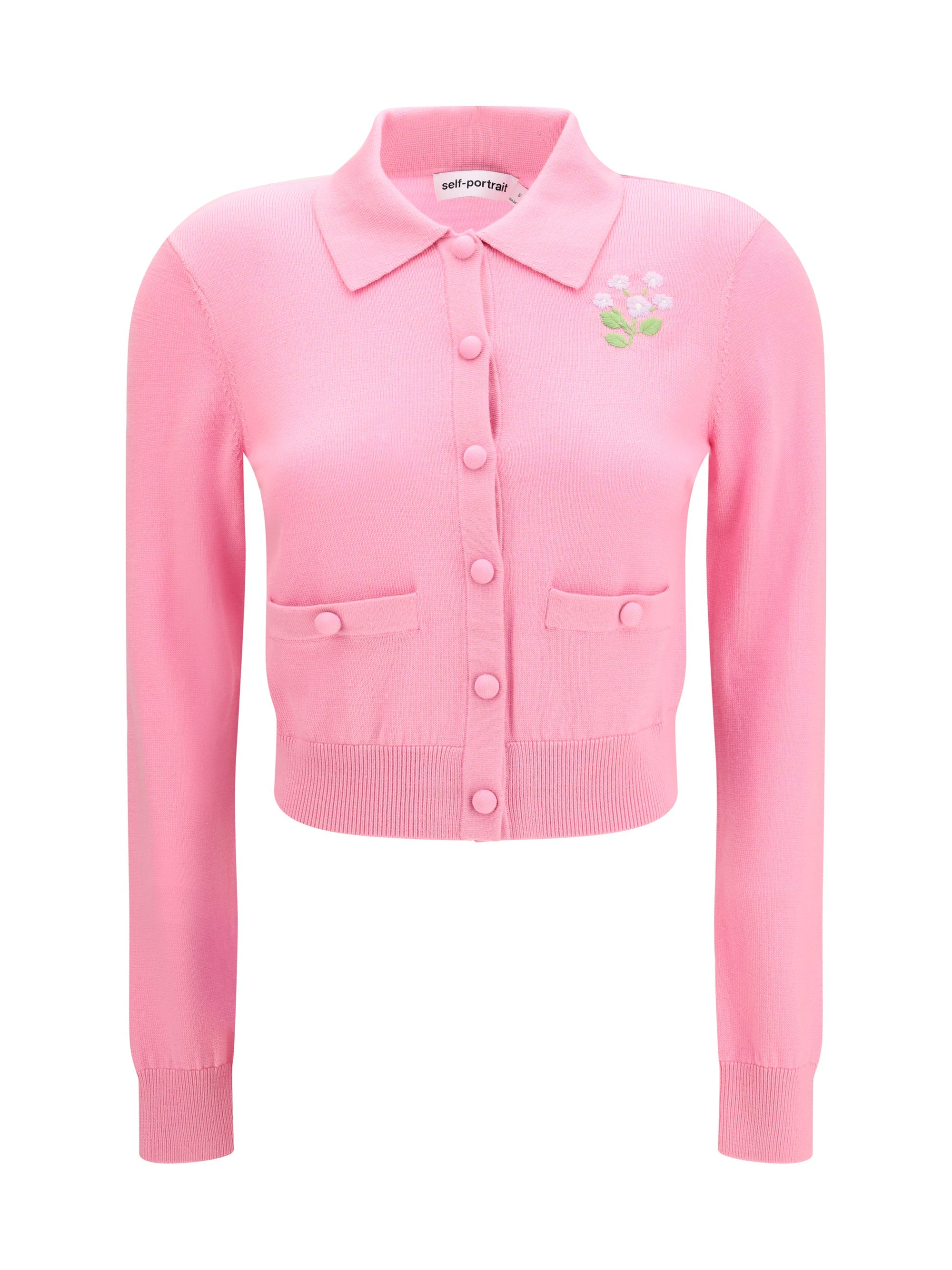 Self-Portrait Women Floral Embroidered Knit Cardigan