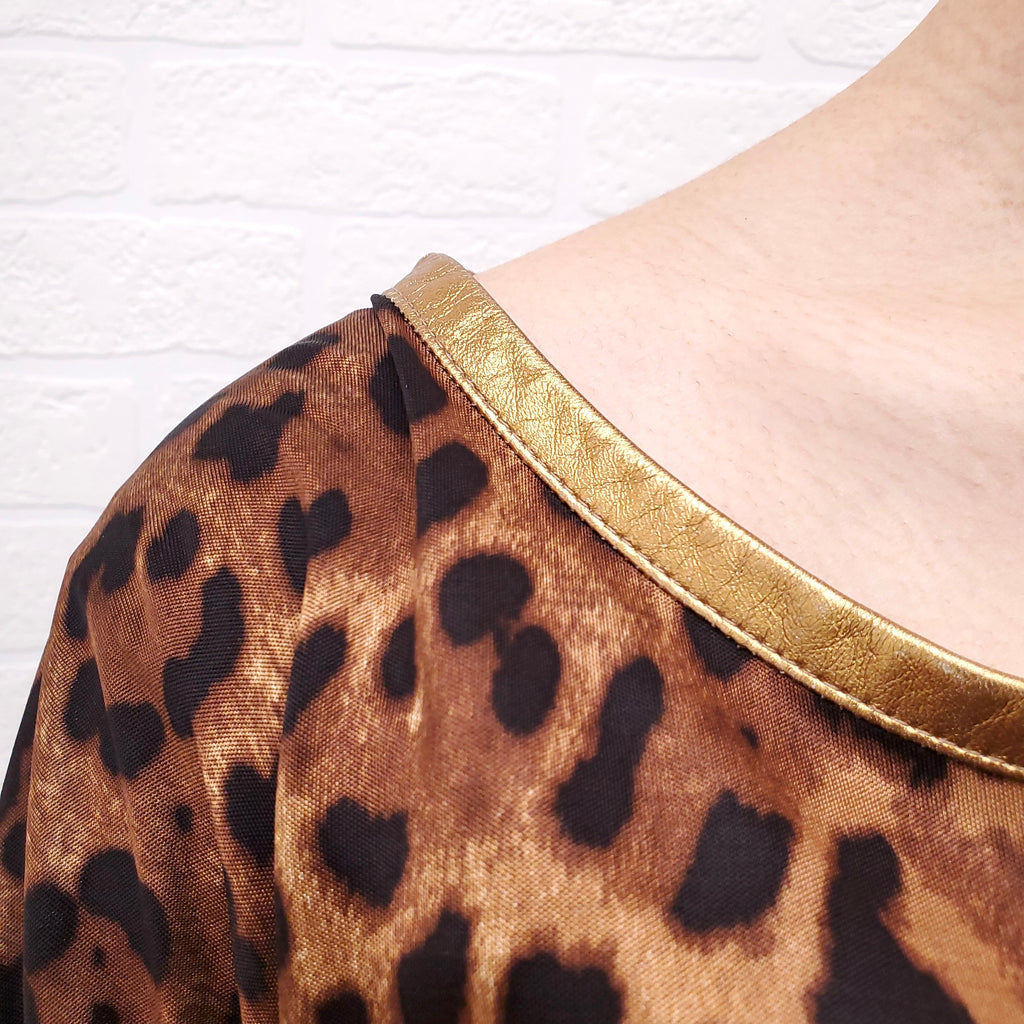 DOLCE & GABBANA LEOPARD RUCHED TOP - SIZE 38