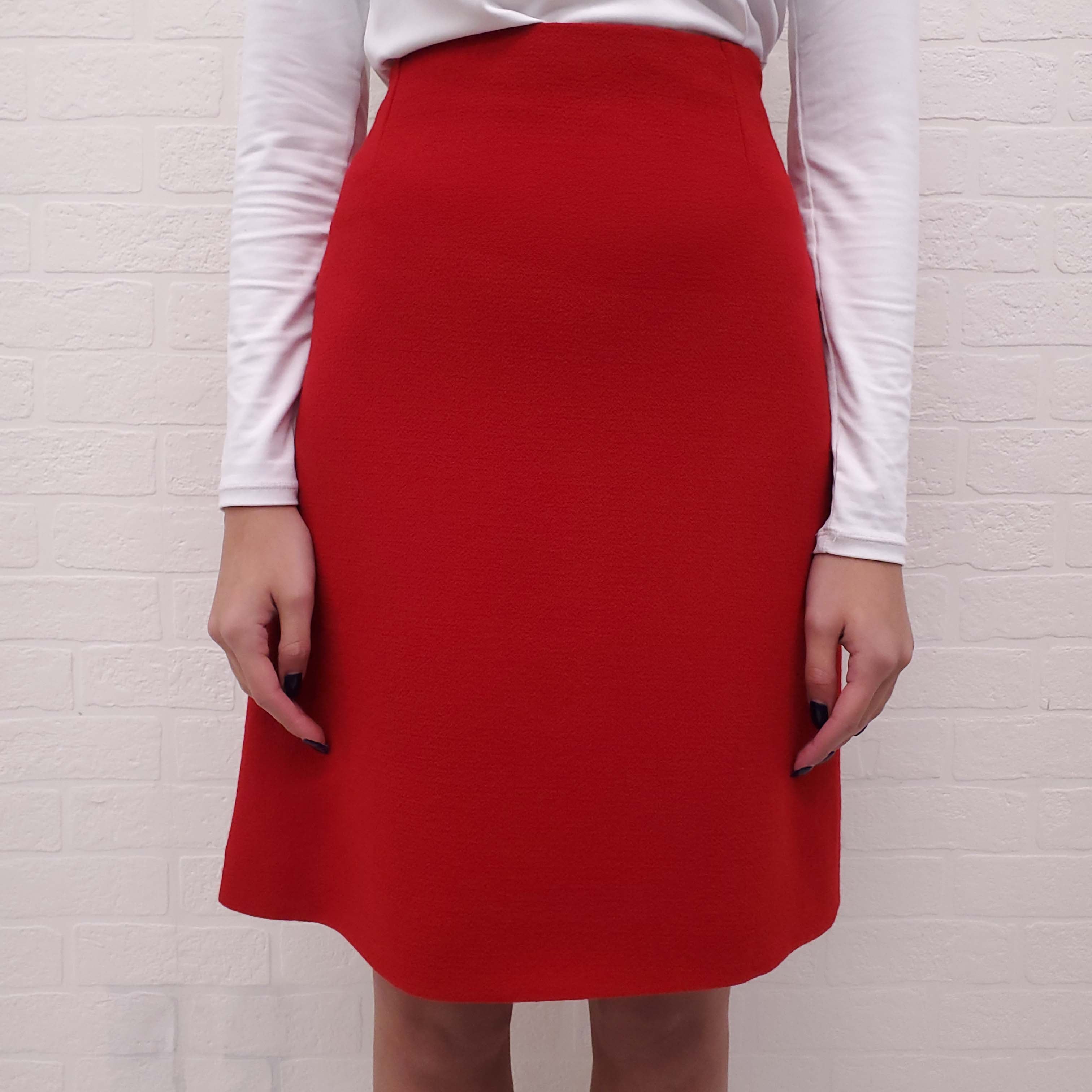 EDWARD ACHOUR PARIS RED TWEED SKIRT - SIZE 42