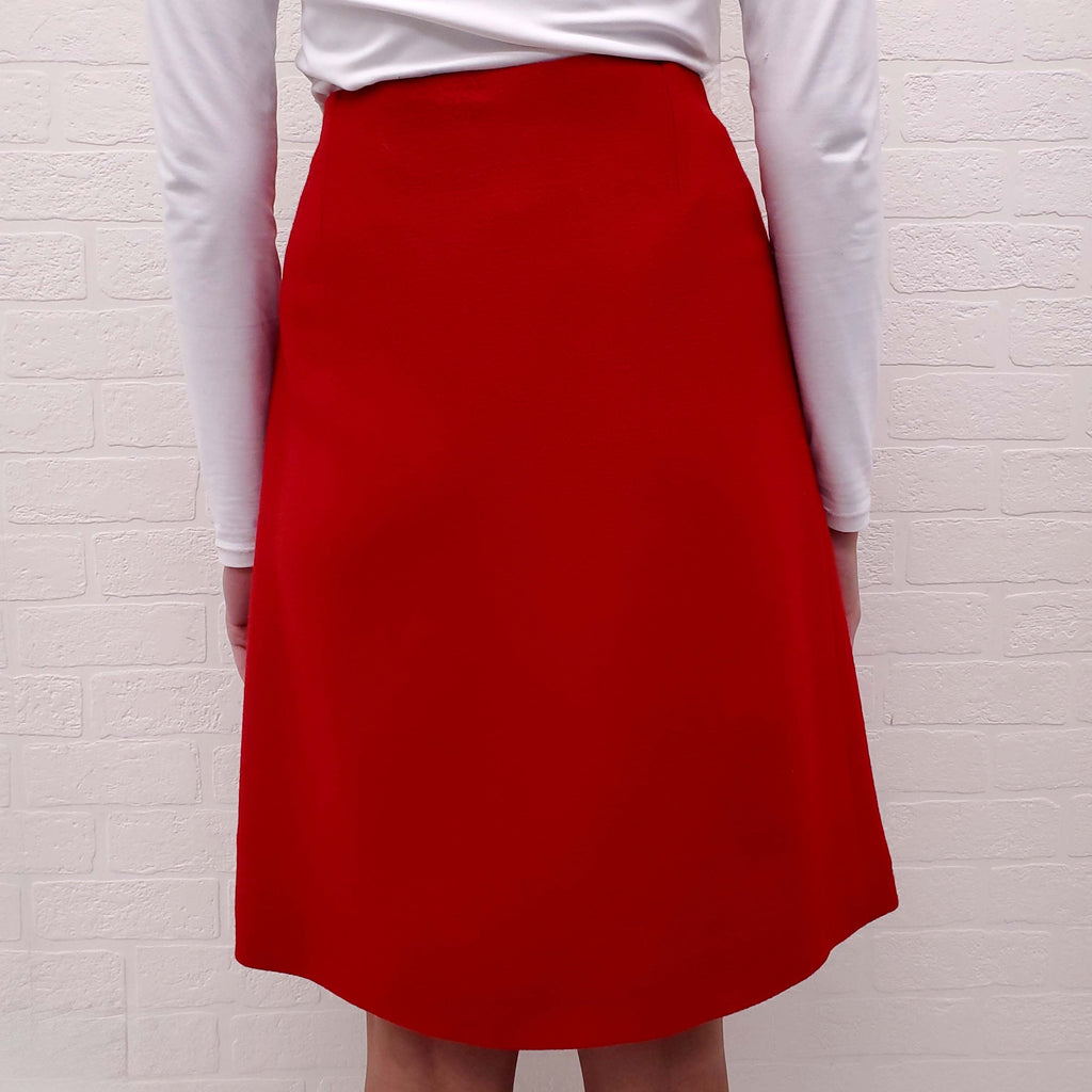 EDWARD ACHOUR PARIS RED TWEED SKIRT - SIZE 42