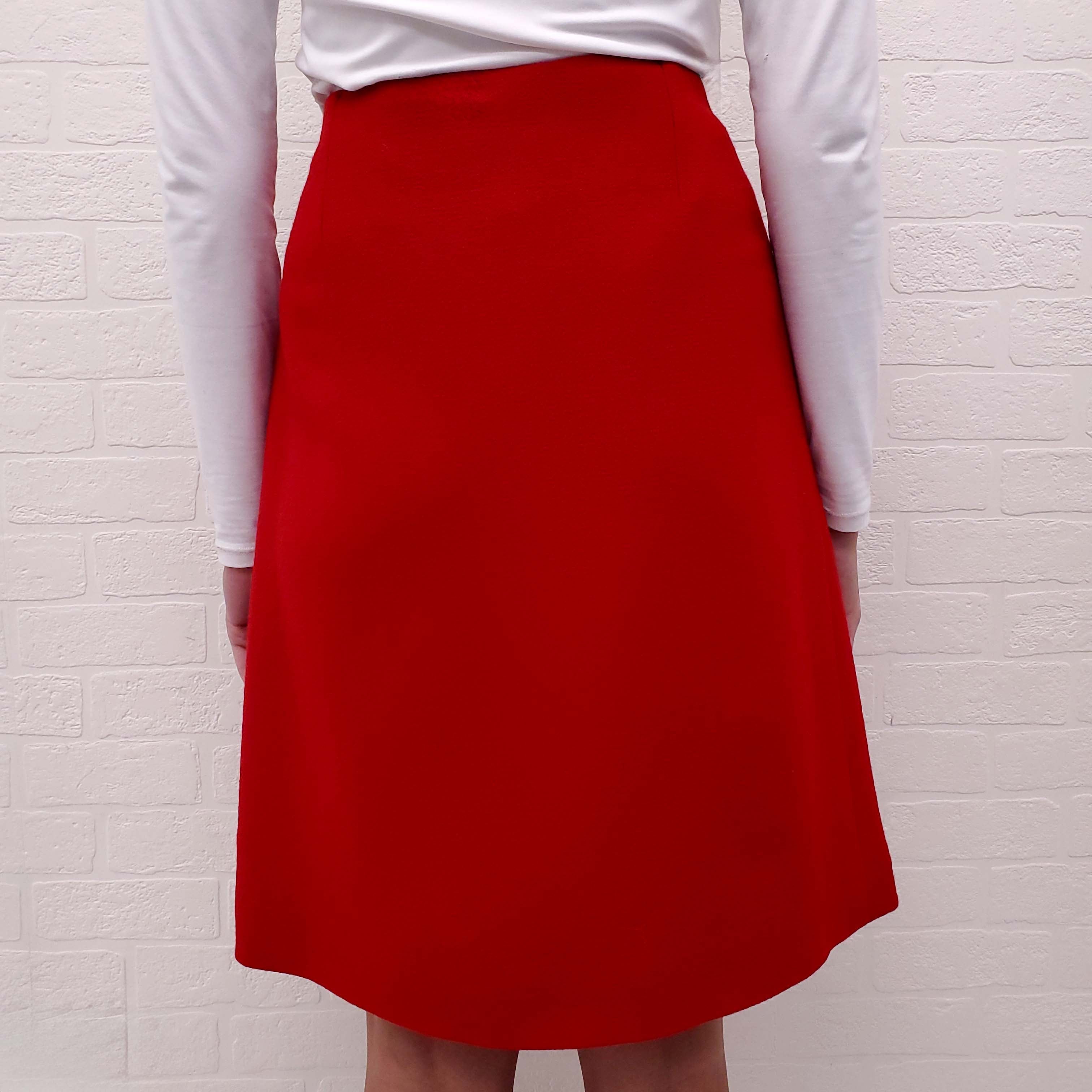 EDWARD ACHOUR PARIS RED TWEED SKIRT - SIZE 42