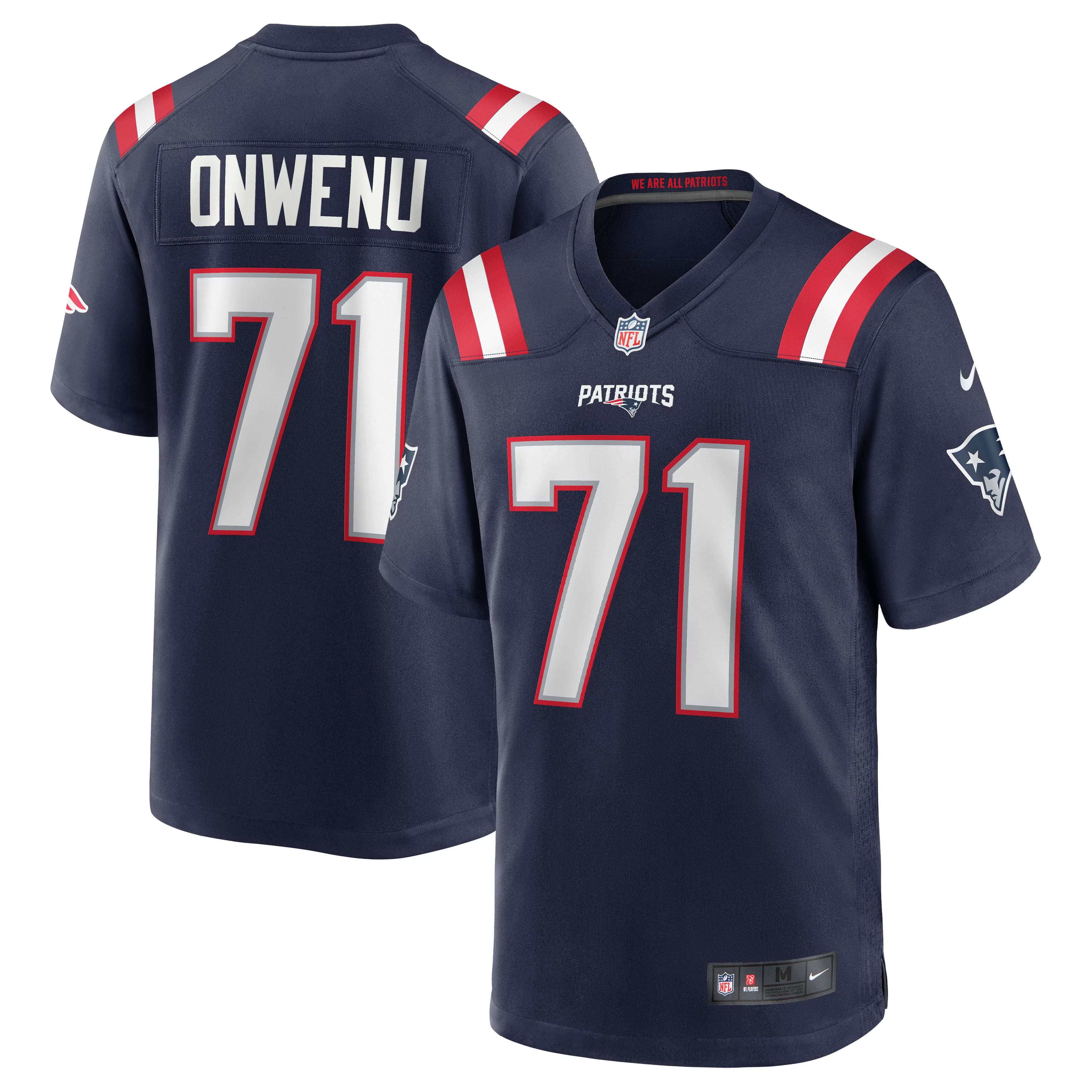 New England Patriots Mike Onwenu Navy Team Game Jersey