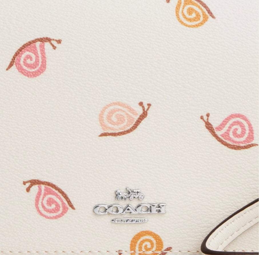 NWT Coach Anna Foldover Clutch/ Crossbody Bag with Snail Print