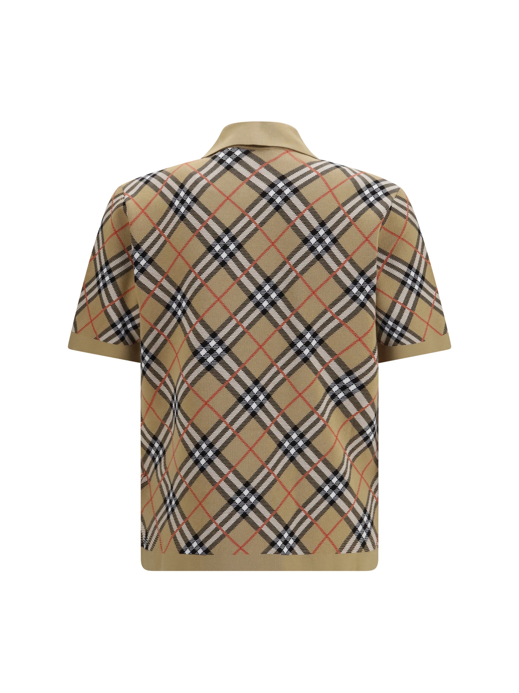 Burberry Men Check Cotton Blend Polo Shirt