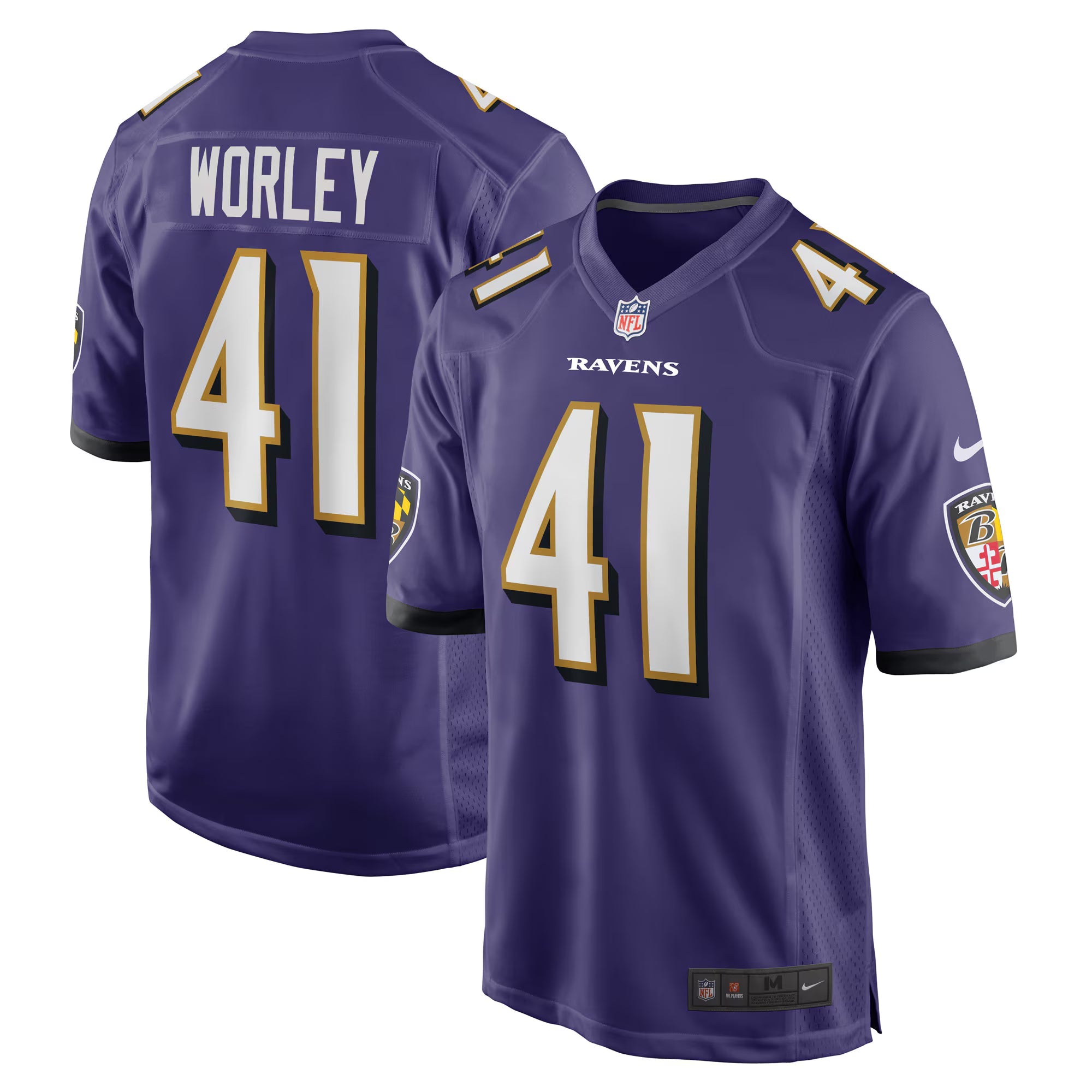 Baltimore Ravens Daryl Worley Purple Game Player Jersey