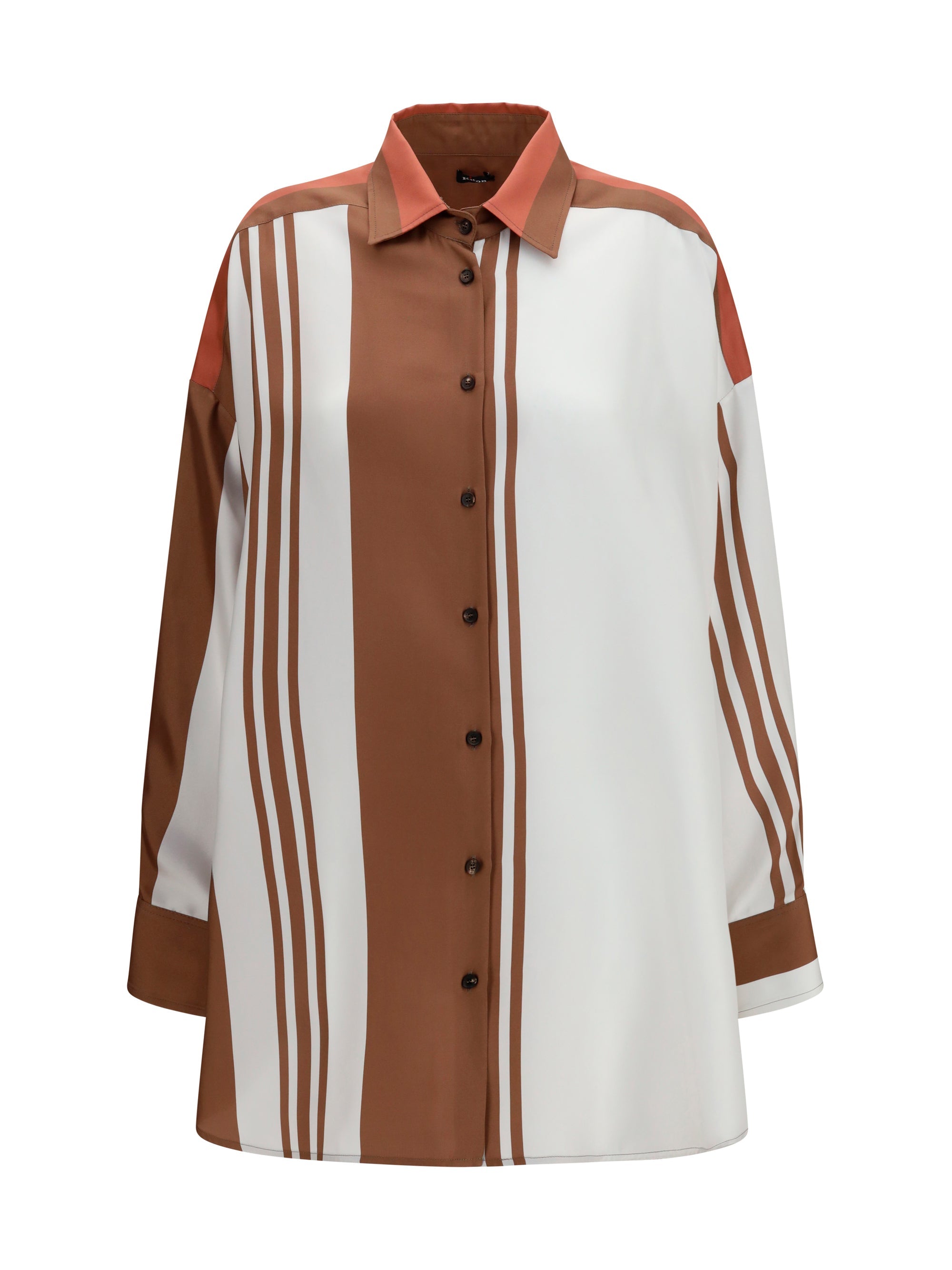 Kiton Women Long Striped Silk Shirt