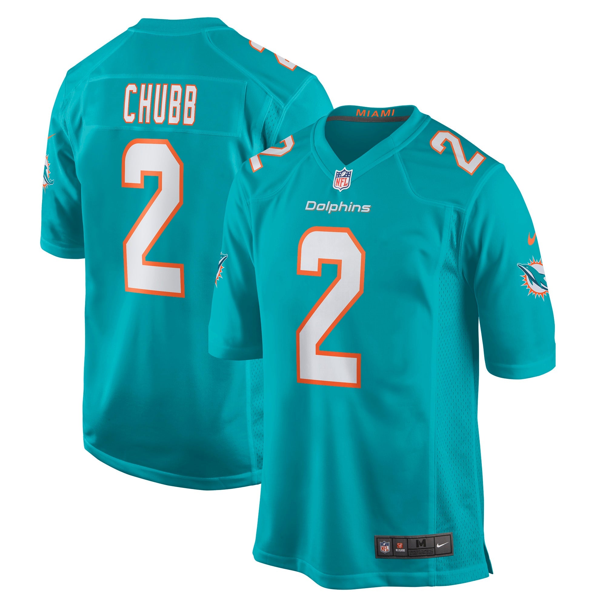 Miami Dolphins Bradley Chubb Aqua Game Player Jersey