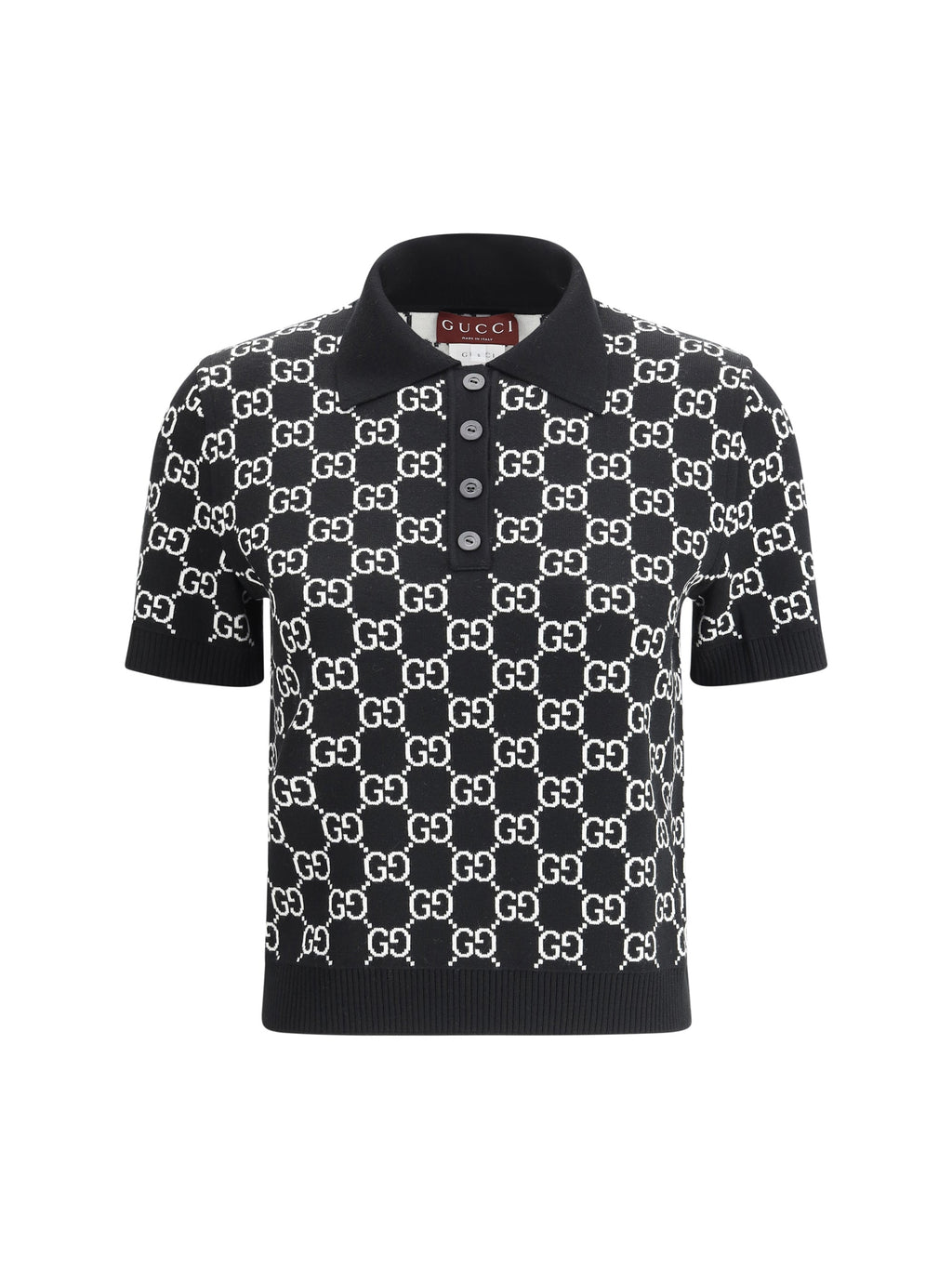 Gucci Women Gg Wool Jacquard Polo Top