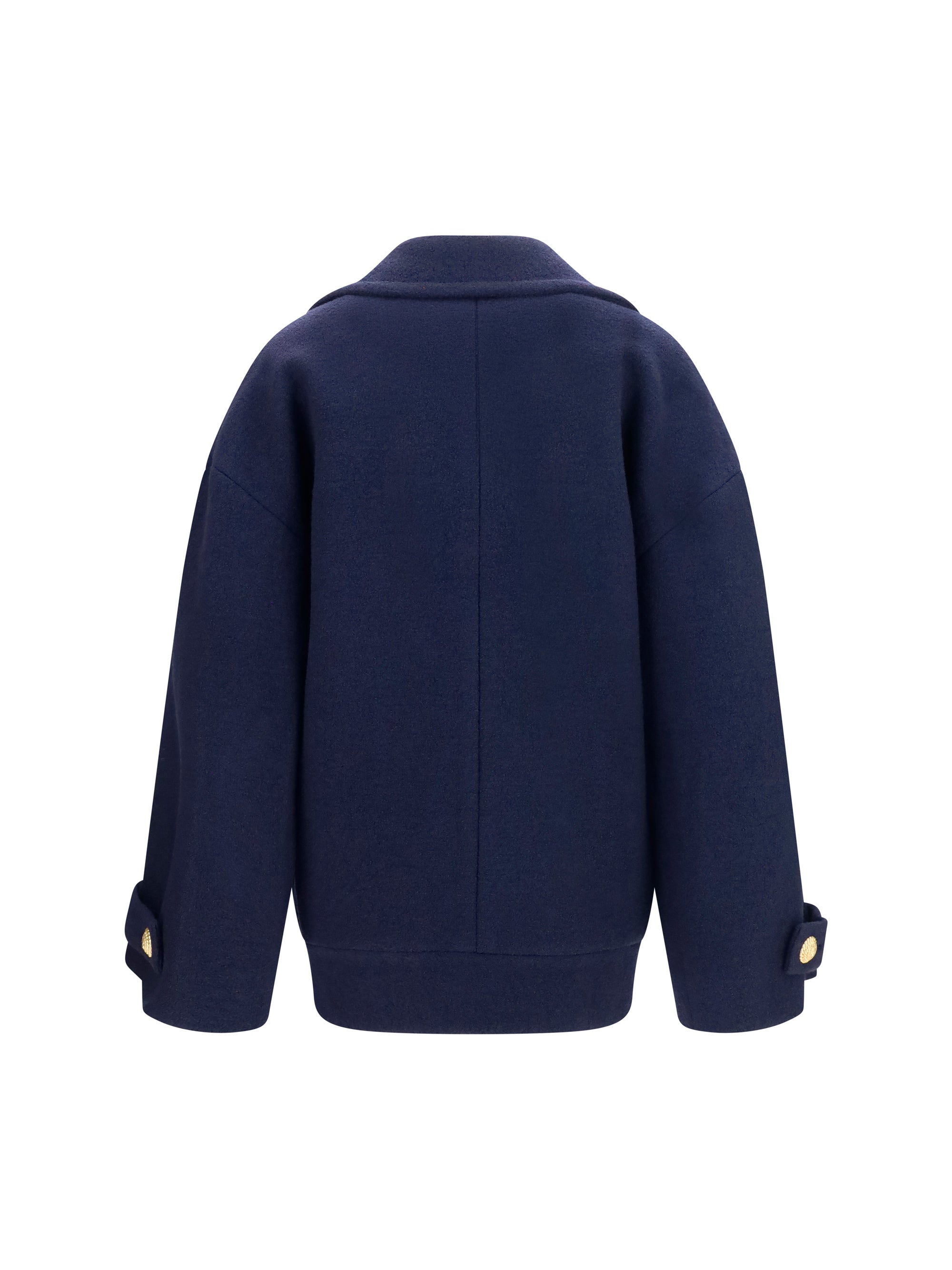 Balmain Women Double-Breasted Wool Coat With Buttons
