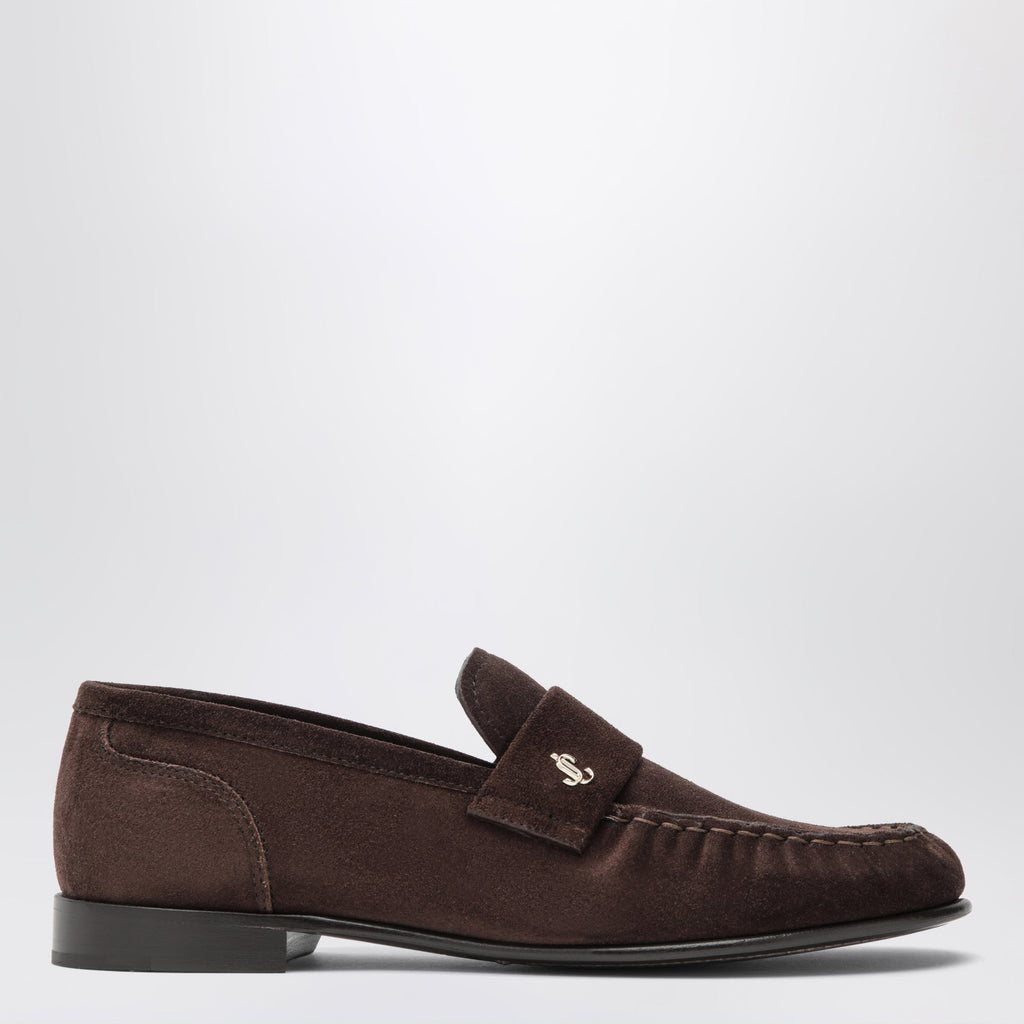 Jimmy Choo Ellis Suede Leather Loafers In Chocolate Women